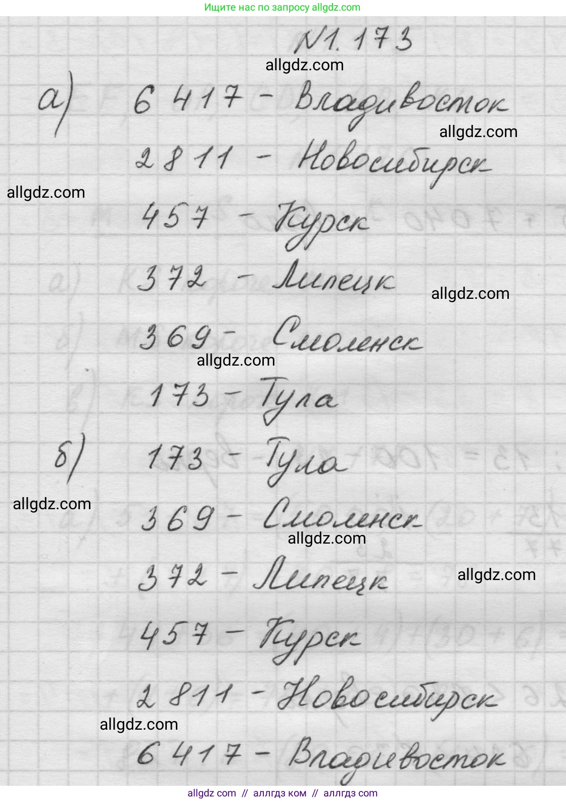 Математика, 5 класс Учебник, авторы: Виленкин Наум Яковлевич, Жохов Владимир Иванович, Чесноков Александр Семёнович, Александрова Лилия Александровна, Шварцбурд Семён Исаакович, издательство Просвещение, Москва, 2023, белого цвета, Часть 1, страница 35, номер 1.173, Решение 1
