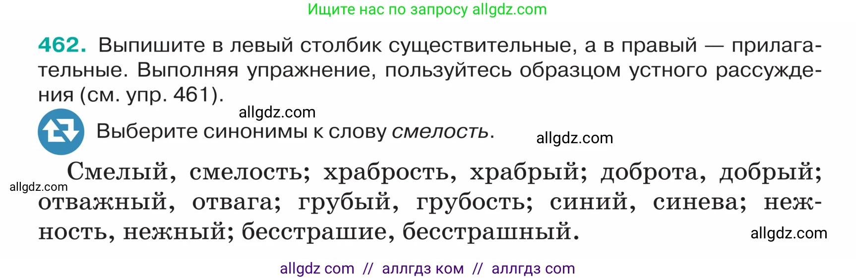 Русский язык, 5 класс Учебник, авторы: Ладыженская Таиса Алексеевна, Баранов Михаил Трофимович, Тростенцова Лидия Александровна, Ладыженская Наталия Вениаминовна, Дейкина Алевтина Дмитриевна, Григорян Лариса Трофимовна, Кулибаба Иван Иванович, Антонова Любовь Геннадиевна, издательство Просвещение, Москва, 2023, салатового цвета, Часть 2, страница 10, номер 462, Условие