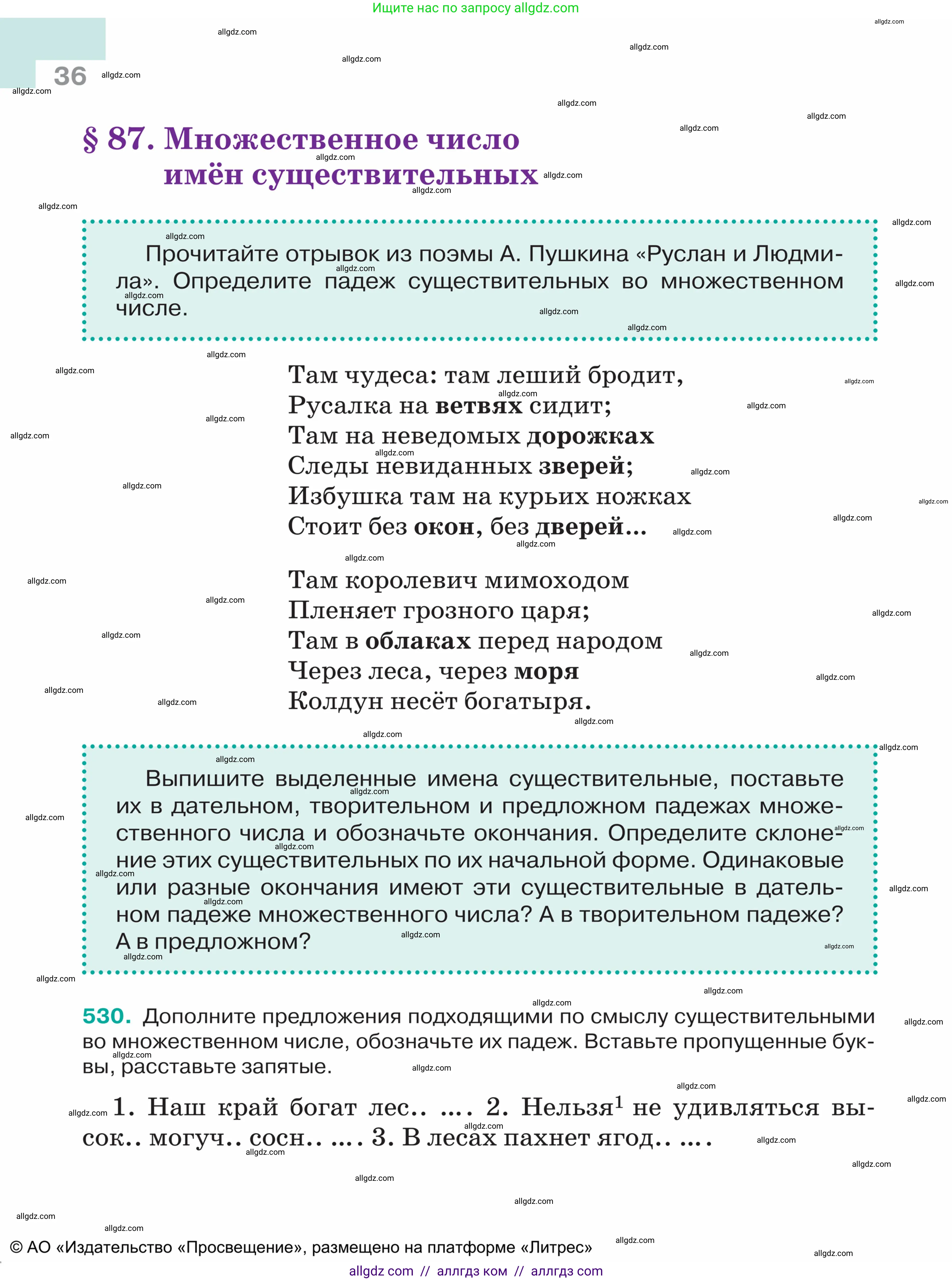 Русский язык, 5 класс Учебник, авторы: Ладыженская Таиса Алексеевна, Баранов Михаил Трофимович, Тростенцова Лидия Александровна, Ладыженская Наталия Вениаминовна, Дейкина Алевтина Дмитриевна, Григорян Лариса Трофимовна, Кулибаба Иван Иванович, Антонова Любовь Геннадиевна, издательство Просвещение, Москва, 2023, салатового цвета, Часть 2, страница 36
