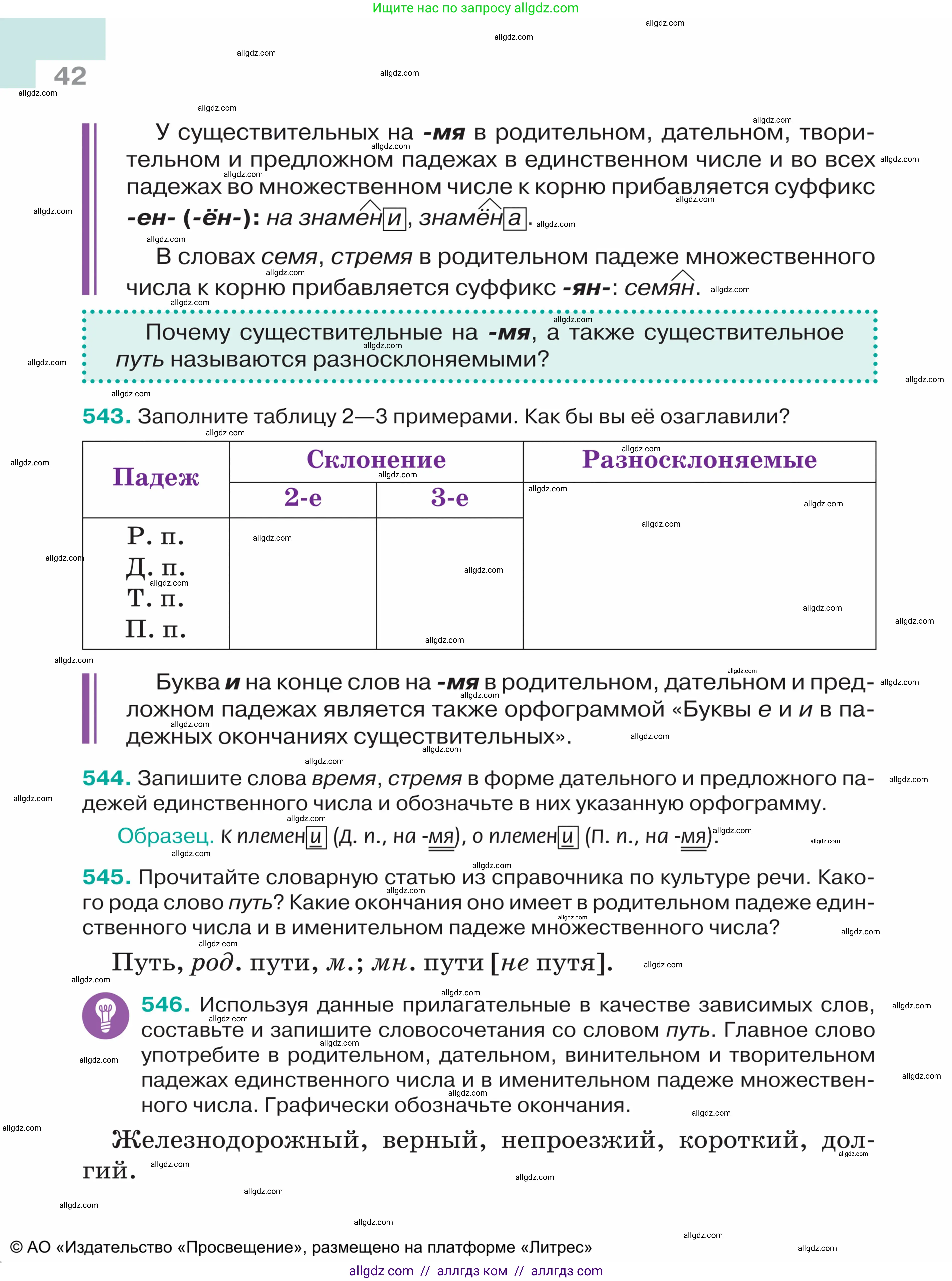 Русский язык, 5 класс Учебник, авторы: Ладыженская Таиса Алексеевна, Баранов Михаил Трофимович, Тростенцова Лидия Александровна, Ладыженская Наталия Вениаминовна, Дейкина Алевтина Дмитриевна, Григорян Лариса Трофимовна, Кулибаба Иван Иванович, Антонова Любовь Геннадиевна, издательство Просвещение, Москва, 2023, салатового цвета, Часть 2, страница 42