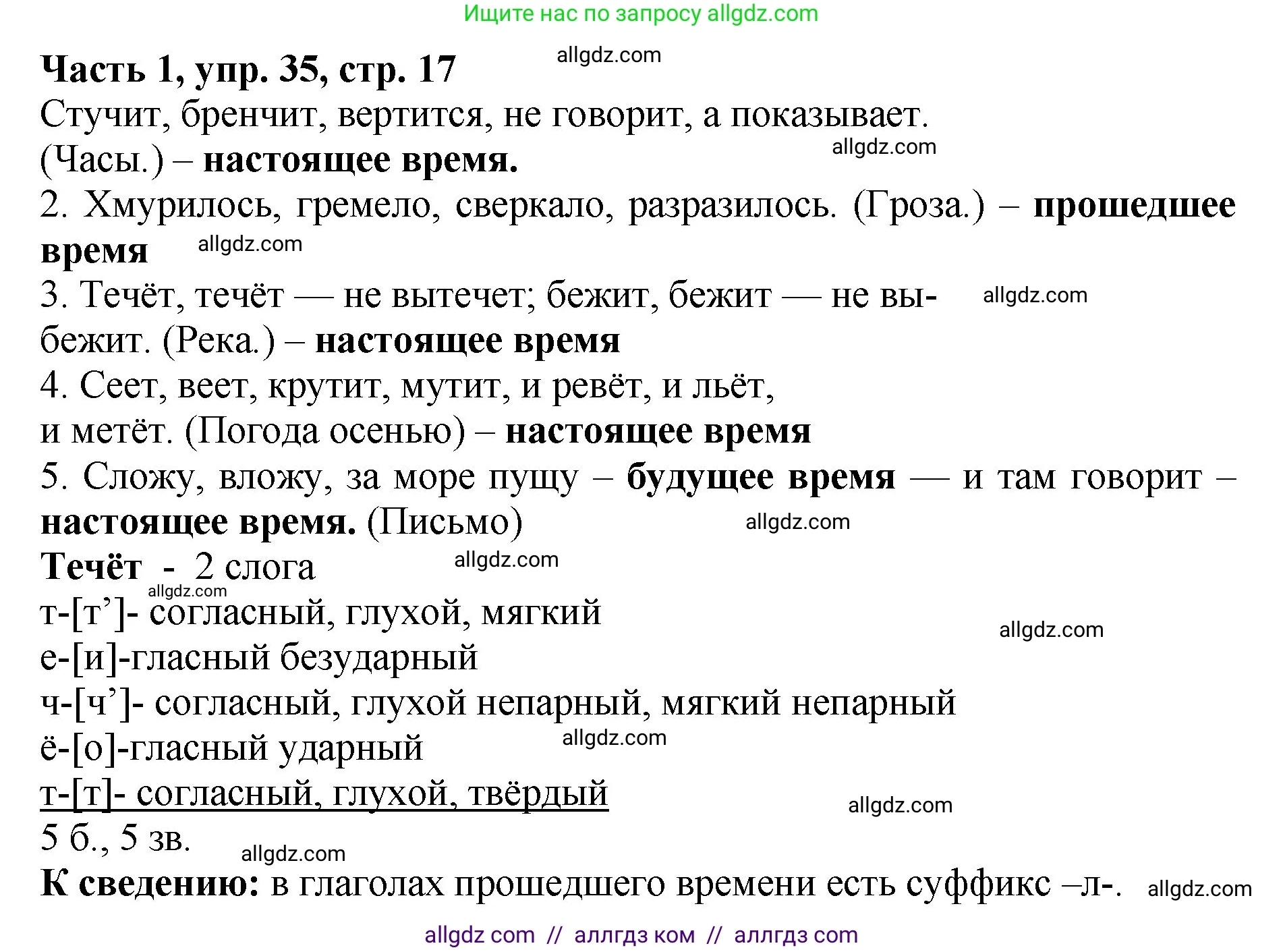 Русский язык, 5 класс Учебник, авторы: Ладыженская Таиса Алексеевна, Баранов Михаил Трофимович, Тростенцова Лидия Александровна, Ладыженская Наталия Вениаминовна, Дейкина Алевтина Дмитриевна, Григорян Лариса Трофимовна, Кулибаба Иван Иванович, Антонова Любовь Геннадиевна, издательство Просвещение, Москва, 2023, салатового цвета, Часть 1, страница 17, номер 35, Решение 1