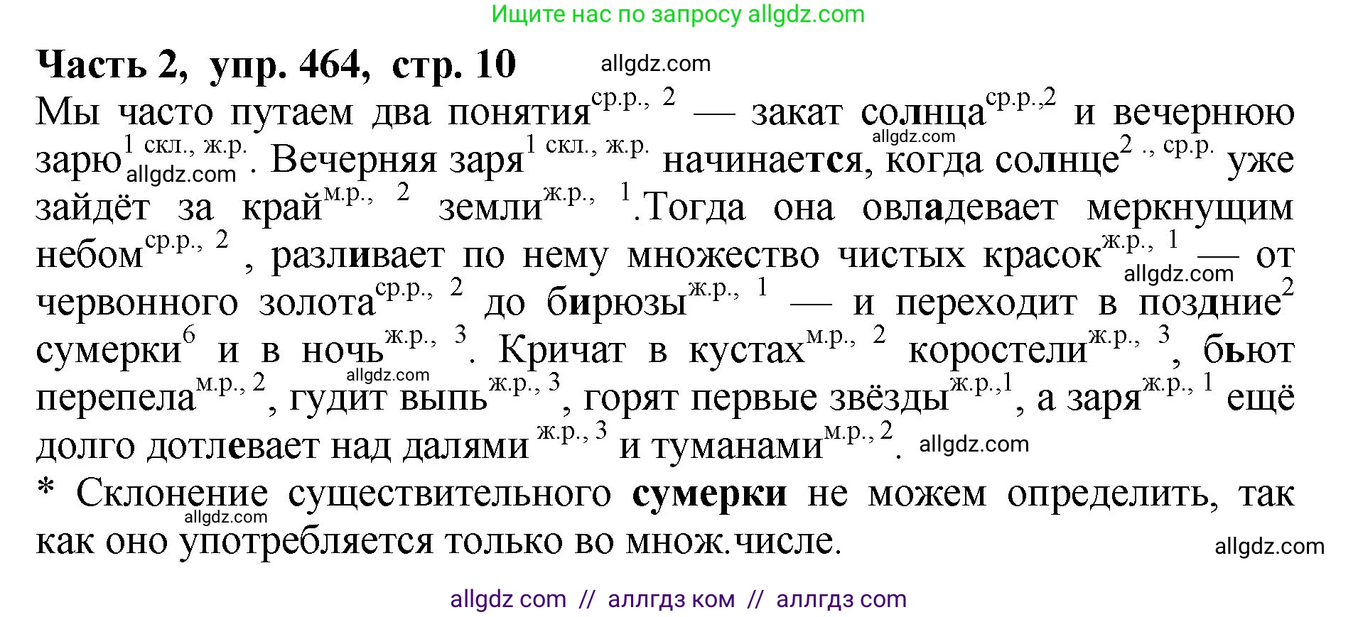 Русский язык, 5 класс Учебник, авторы: Ладыженская Таиса Алексеевна, Баранов Михаил Трофимович, Тростенцова Лидия Александровна, Ладыженская Наталия Вениаминовна, Дейкина Алевтина Дмитриевна, Григорян Лариса Трофимовна, Кулибаба Иван Иванович, Антонова Любовь Геннадиевна, издательство Просвещение, Москва, 2023, салатового цвета, Часть 2, страница 10, номер 464, Решение 1