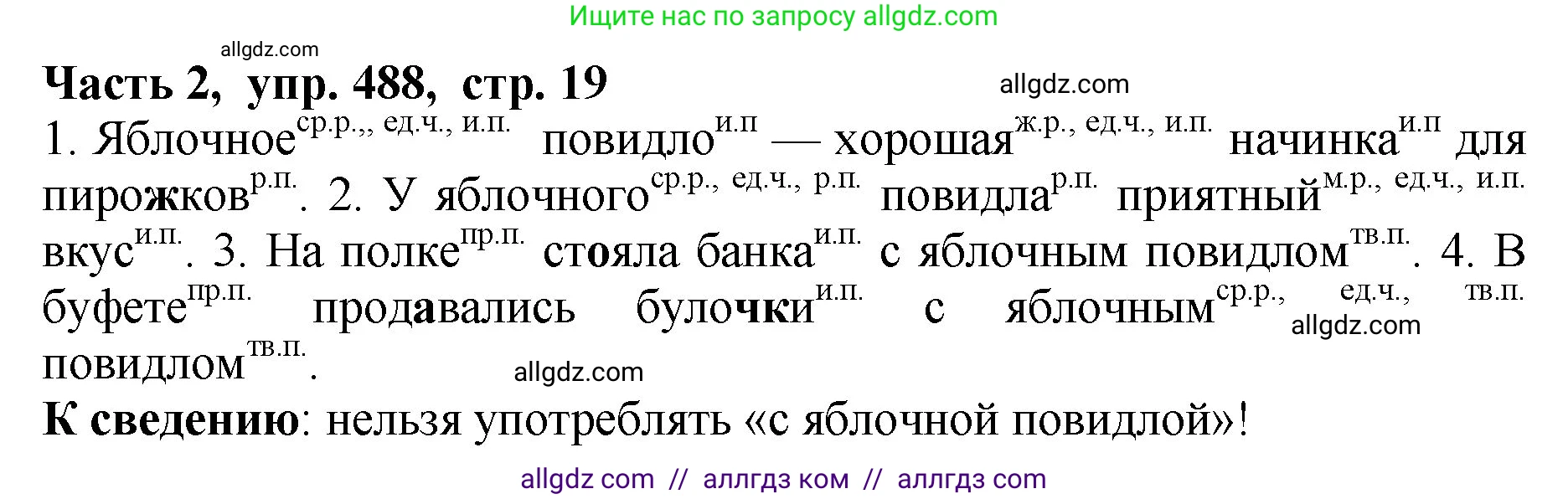 Русский язык, 5 класс Учебник, авторы: Ладыженская Таиса Алексеевна, Баранов Михаил Трофимович, Тростенцова Лидия Александровна, Ладыженская Наталия Вениаминовна, Дейкина Алевтина Дмитриевна, Григорян Лариса Трофимовна, Кулибаба Иван Иванович, Антонова Любовь Геннадиевна, издательство Просвещение, Москва, 2023, салатового цвета, Часть 2, страница 19, номер 488, Решение 1