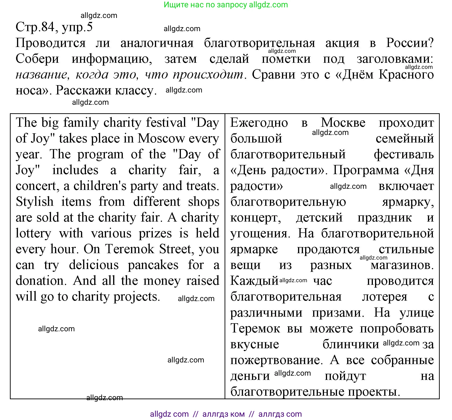 Английский язык (english), 6 класс Учебник (Student's book), авторы: Баранова Ксения Михайловна (Baranova Ksenia), Дули Дженни (Dooley Jenny), Копылова Виктория Викторовна (Kopylova Victoria), Мильруд Радислав Петрович (Millrood Radislav), Эванс Вирджиния (Evans Virginia), издательство Просвещение, Москва, 2023, белого цвета, страница 84, номер 5, Решение