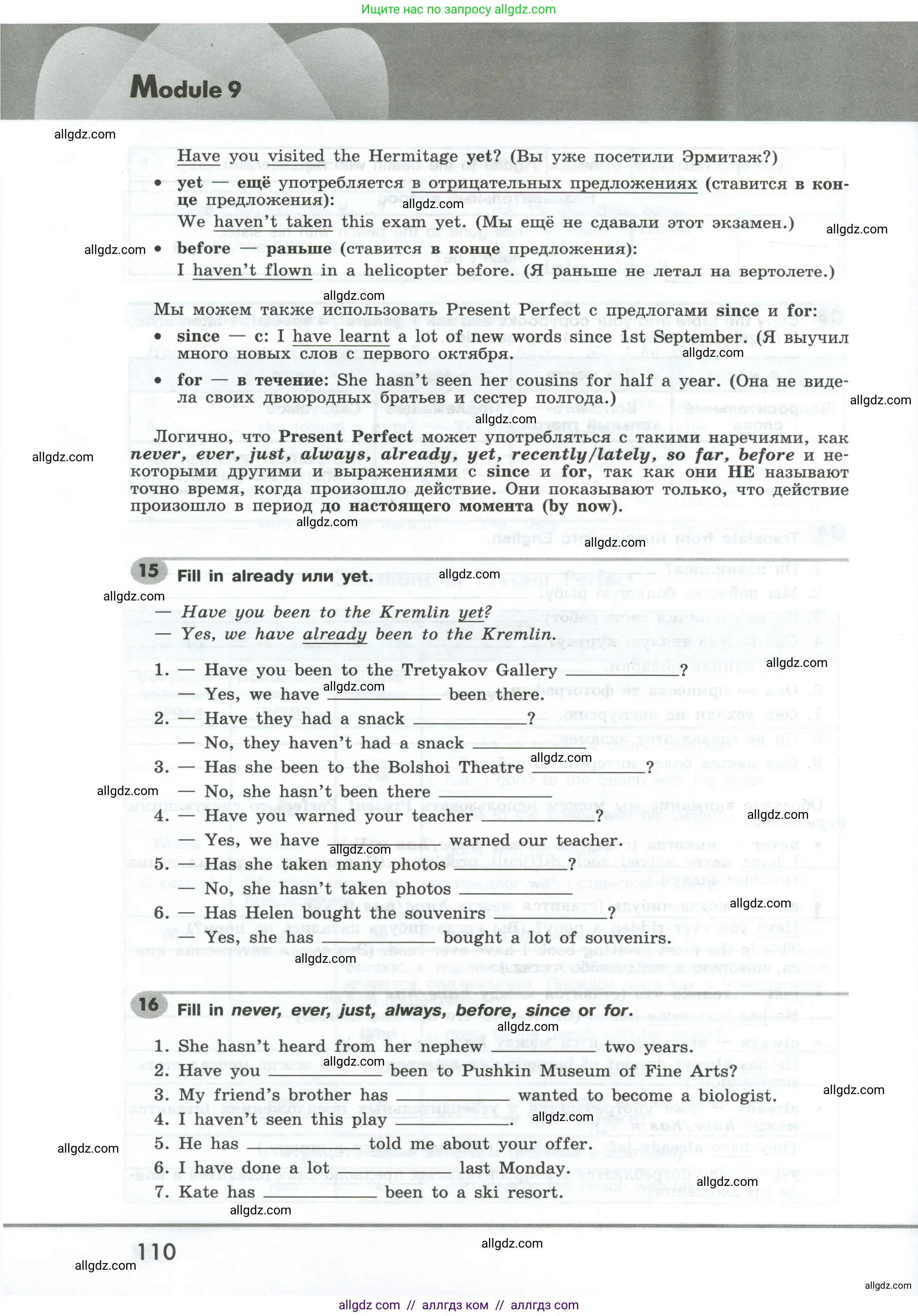 Английский язык (english), 6 класс Грамматический тренажёр, автор: Тимофеева Светлана Леонидовна, издательство Просвещение, Москва, 2023, зелёного цвета, страница 110