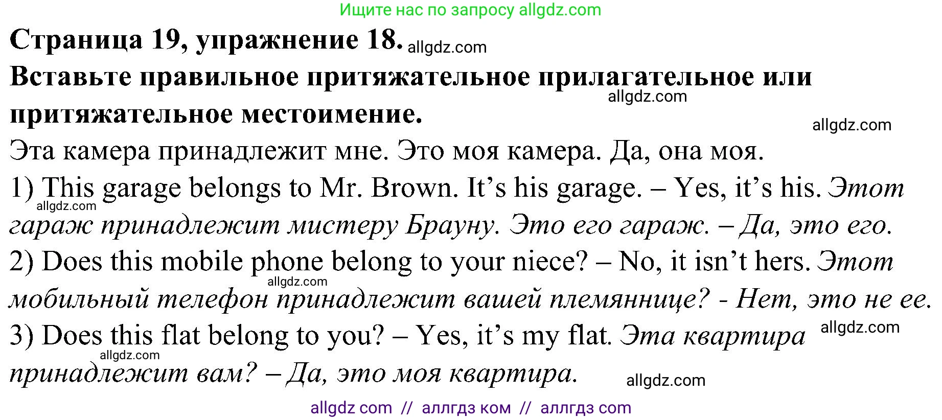 Английский язык (english), 6 класс Грамматический тренажёр, автор: Тимофеева Светлана Леонидовна, издательство Просвещение, Москва, 2023, зелёного цвета, страница 19, номер 18, Решение 1 (2023-2027)