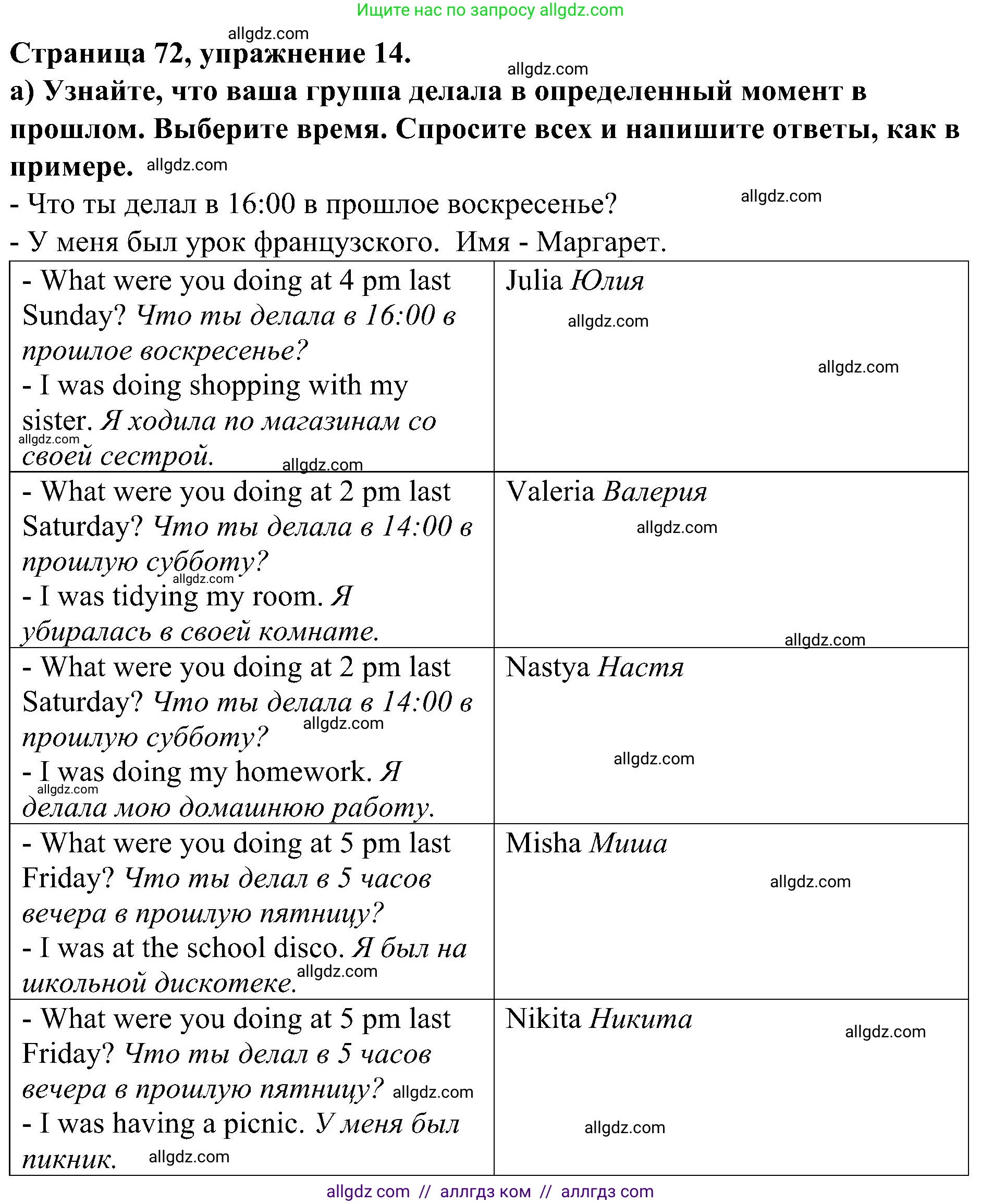 Английский язык (english), 6 класс Грамматический тренажёр, автор: Тимофеева Светлана Леонидовна, издательство Просвещение, Москва, 2023, зелёного цвета, страница 72, номер 14, Решение 1 (2023-2027)