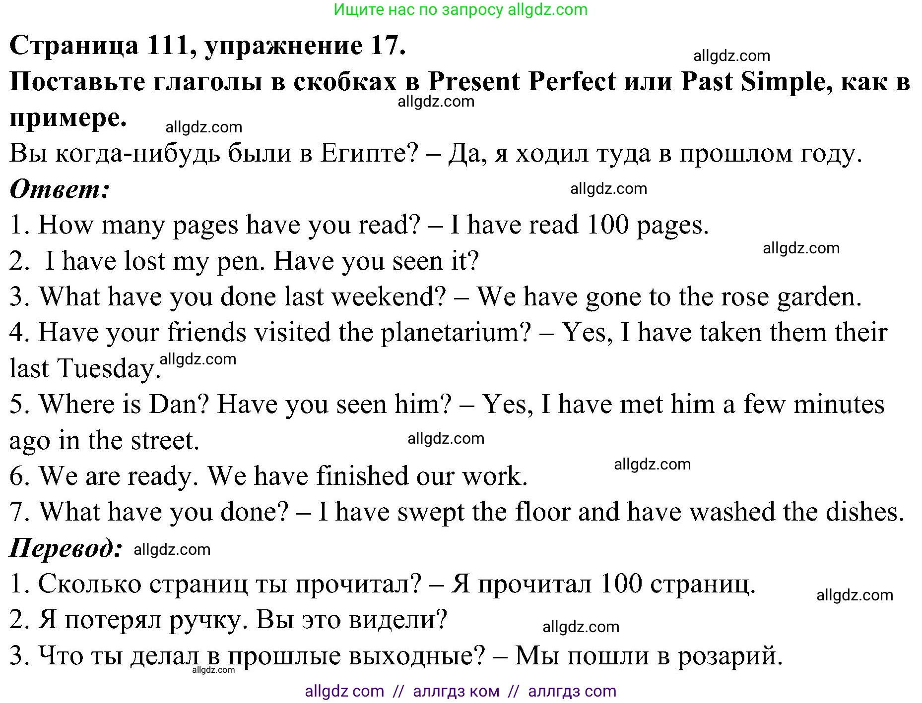 Английский язык (english), 6 класс Грамматический тренажёр, автор: Тимофеева Светлана Леонидовна, издательство Просвещение, Москва, 2023, зелёного цвета, страница 111, номер 17, Решение 1 (2023-2027)