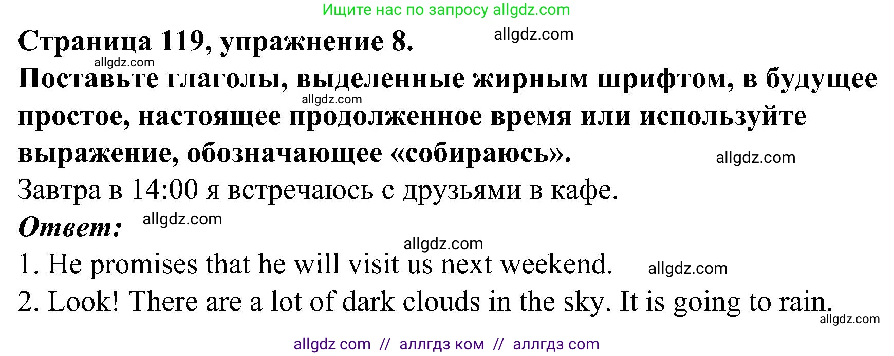 Английский язык (english), 6 класс Грамматический тренажёр, автор: Тимофеева Светлана Леонидовна, издательство Просвещение, Москва, 2023, зелёного цвета, страница 119, номер 8, Решение 1 (2023-2027)