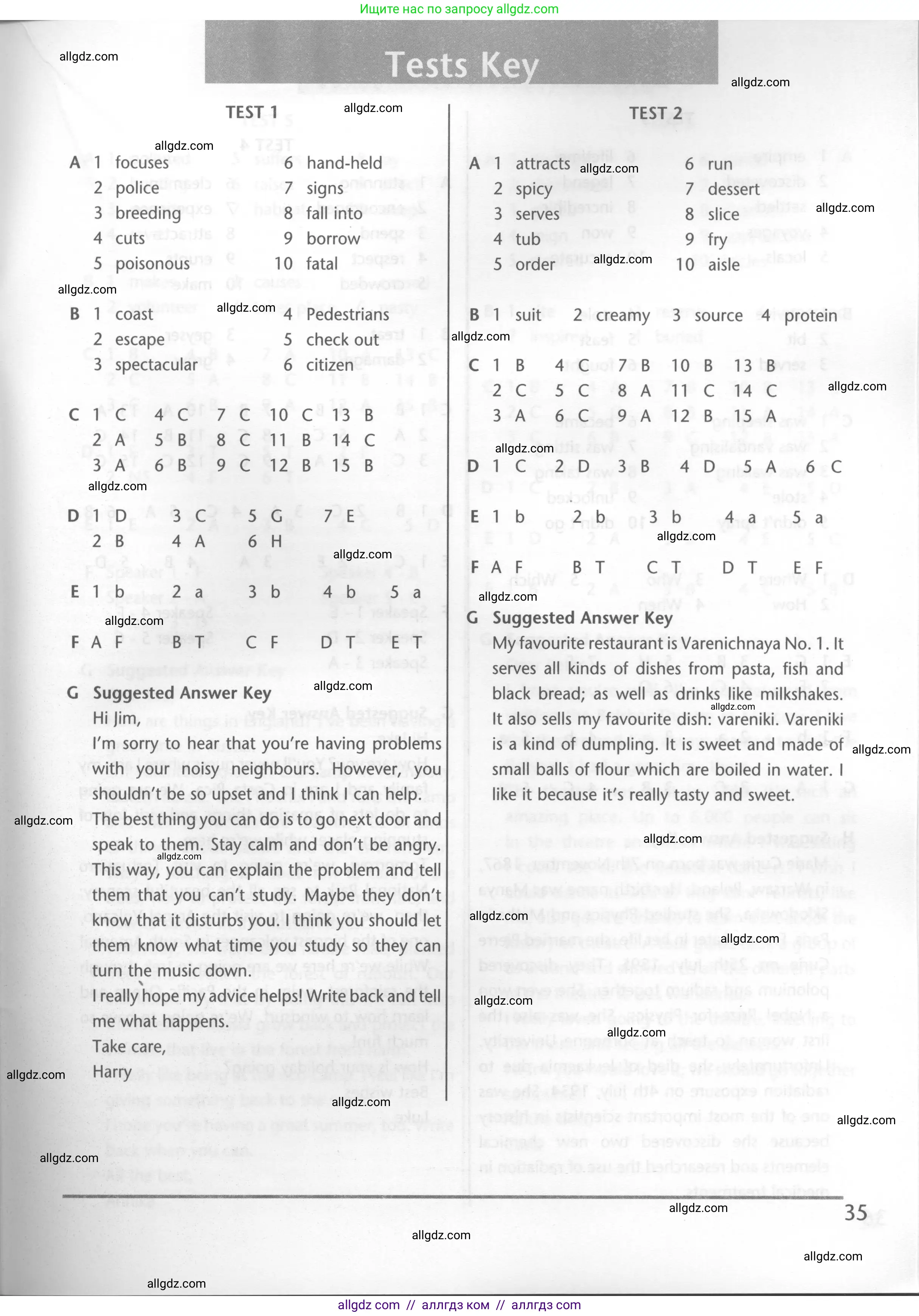 Английский язык (english), 6 класс контрольные задания (test booklet), авторы: Баранова Ксения Михайловна (Baranova Ksenia), Дули Дженни (Dooley Jenny), Копылова Виктория Викторовна (Kopylova Victoria), Мильруд Радислав Петрович (Millrood Radislav), Эванс Вирджиния (Evans Virginia), издательство Просвещение, Москва, 2023, серого цвета, страница 35
