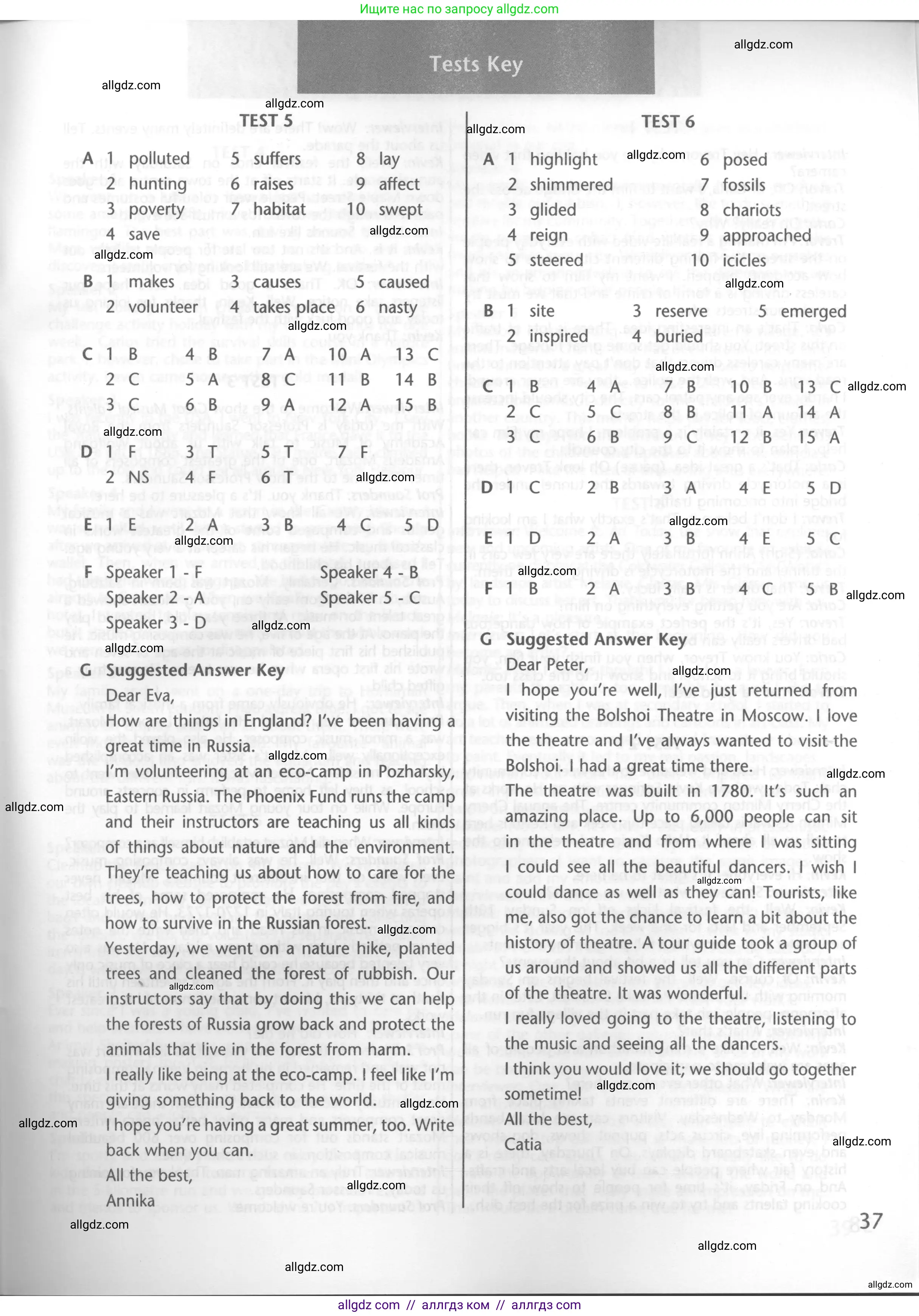 Английский язык (english), 6 класс контрольные задания (test booklet), авторы: Баранова Ксения Михайловна (Baranova Ksenia), Дули Дженни (Dooley Jenny), Копылова Виктория Викторовна (Kopylova Victoria), Мильруд Радислав Петрович (Millrood Radislav), Эванс Вирджиния (Evans Virginia), издательство Просвещение, Москва, 2023, серого цвета, страница 37