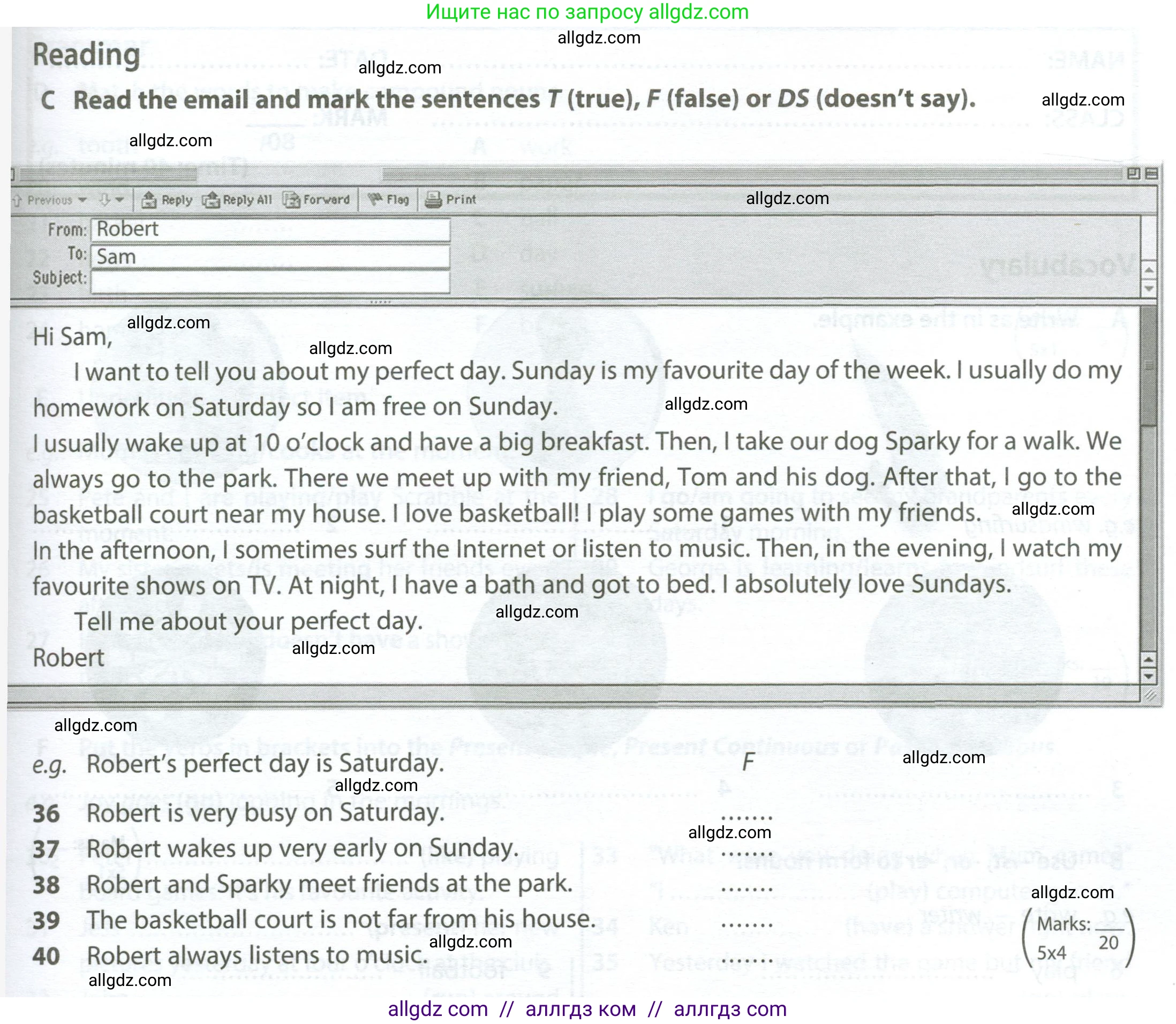 Английский язык (english), 6 класс контрольные задания (test booklet), авторы: Ваулина Юлия Евгеньевна (Vaulina Julia), Дули Дженни (Dooley Jenny), Подоляко Ольга Евгеньевна (Podolyako Olga), Эванс Вирджиния (Evans Virginia), издательство Просвещение, Москва, 2023, зелёного цвета, страница 45, номер C (36-40), Условие 2023-2027