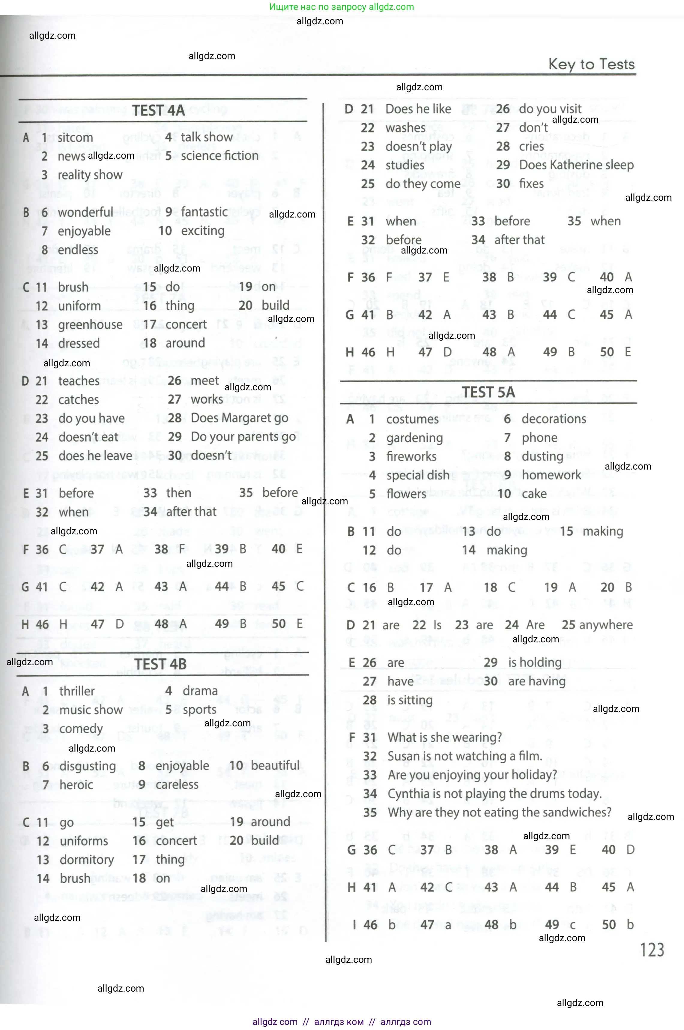 Английский язык (english), 6 класс контрольные задания (test booklet), авторы: Ваулина Юлия Евгеньевна (Vaulina Julia), Дули Дженни (Dooley Jenny), Подоляко Ольга Евгеньевна (Podolyako Olga), Эванс Вирджиния (Evans Virginia), издательство Просвещение, Москва, 2023, зелёного цвета, страница 123