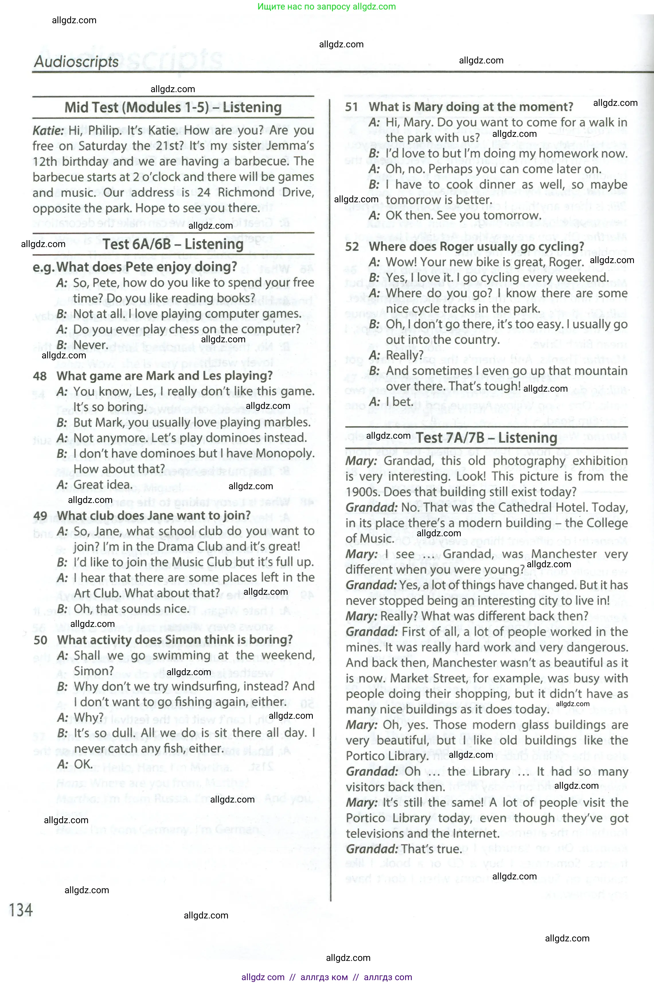 Английский язык (english), 6 класс контрольные задания (test booklet), авторы: Ваулина Юлия Евгеньевна (Vaulina Julia), Дули Дженни (Dooley Jenny), Подоляко Ольга Евгеньевна (Podolyako Olga), Эванс Вирджиния (Evans Virginia), издательство Просвещение, Москва, 2023, зелёного цвета, страница 134