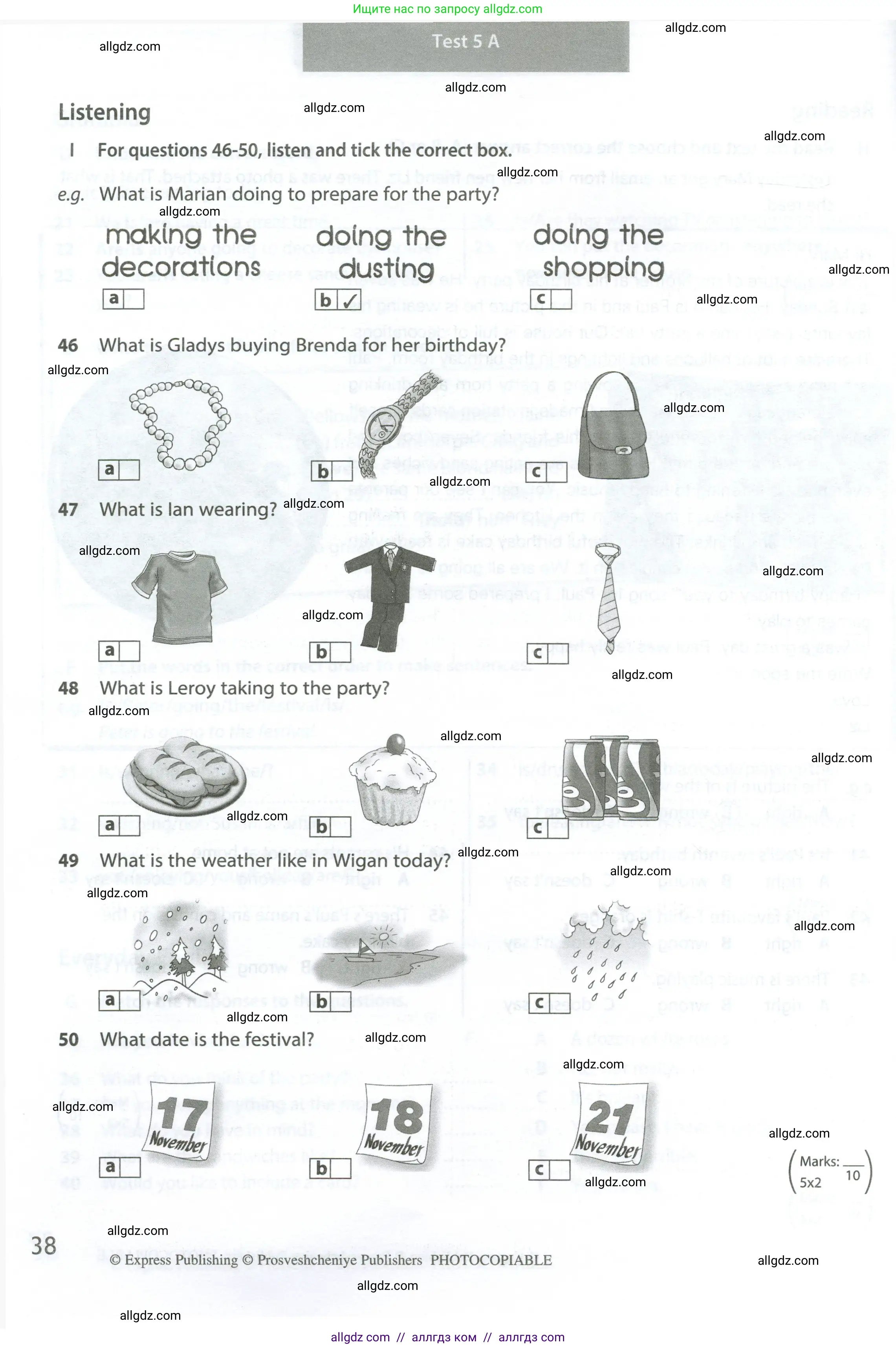 Английский язык (english), 6 класс контрольные задания (test booklet), авторы: Ваулина Юлия Евгеньевна (Vaulina Julia), Дули Дженни (Dooley Jenny), Подоляко Ольга Евгеньевна (Podolyako Olga), Эванс Вирджиния (Evans Virginia), издательство Просвещение, Москва, 2023, зелёного цвета, страница 38