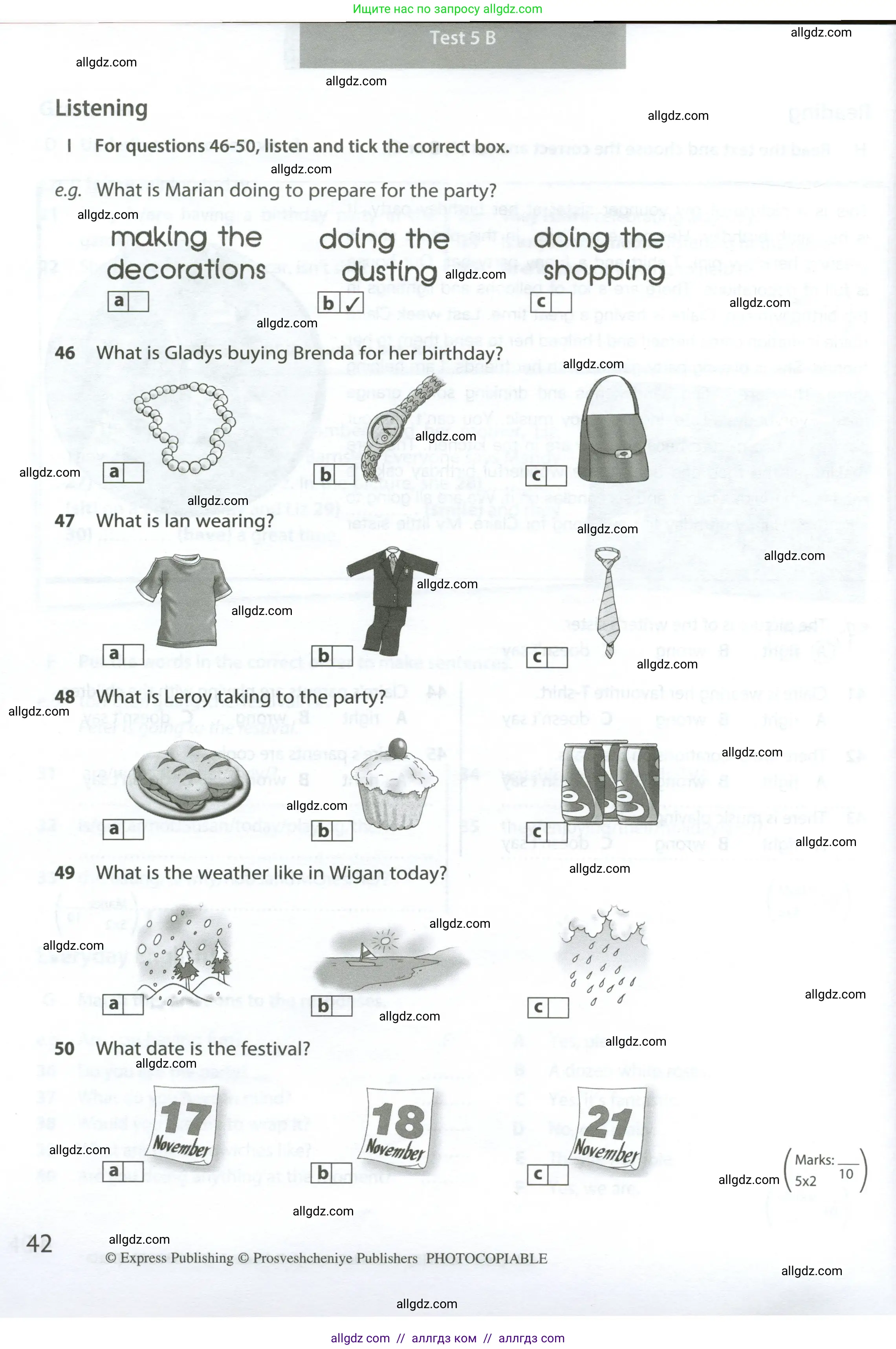 Английский язык (english), 6 класс контрольные задания (test booklet), авторы: Ваулина Юлия Евгеньевна (Vaulina Julia), Дули Дженни (Dooley Jenny), Подоляко Ольга Евгеньевна (Podolyako Olga), Эванс Вирджиния (Evans Virginia), издательство Просвещение, Москва, 2023, зелёного цвета, страница 42