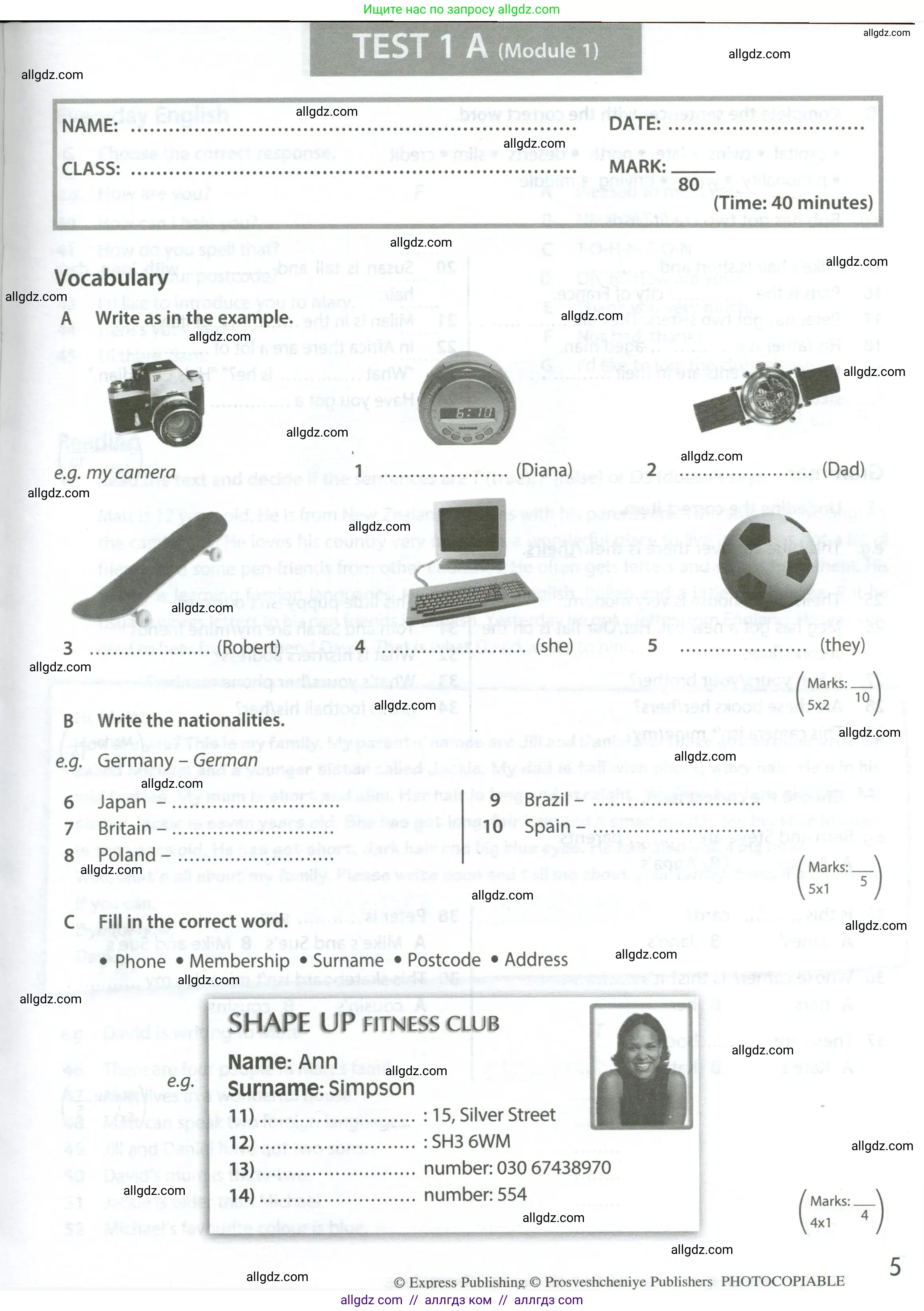 Английский язык (english), 6 класс контрольные задания (test booklet), авторы: Ваулина Юлия Евгеньевна (Vaulina Julia), Дули Дженни (Dooley Jenny), Подоляко Ольга Евгеньевна (Podolyako Olga), Эванс Вирджиния (Evans Virginia), издательство Просвещение, Москва, 2023, зелёного цвета, страница 5
