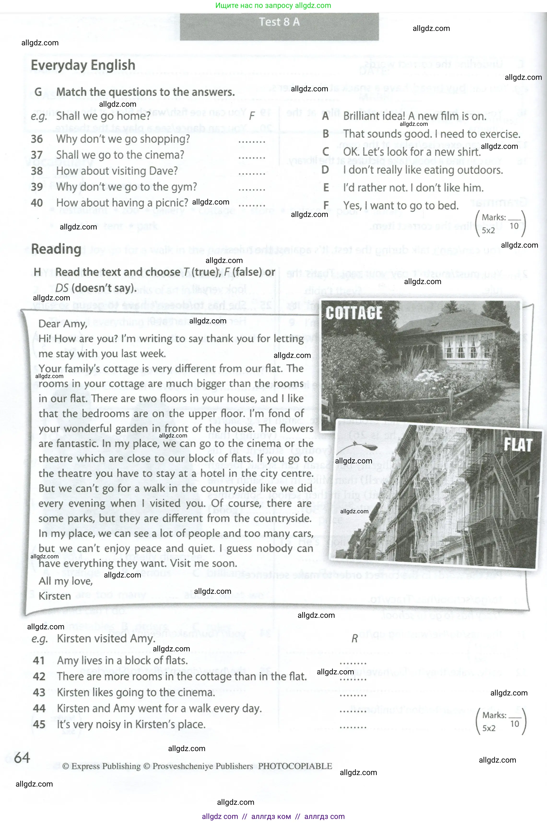 Английский язык (english), 6 класс контрольные задания (test booklet), авторы: Ваулина Юлия Евгеньевна (Vaulina Julia), Дули Дженни (Dooley Jenny), Подоляко Ольга Евгеньевна (Podolyako Olga), Эванс Вирджиния (Evans Virginia), издательство Просвещение, Москва, 2023, зелёного цвета, страница 64
