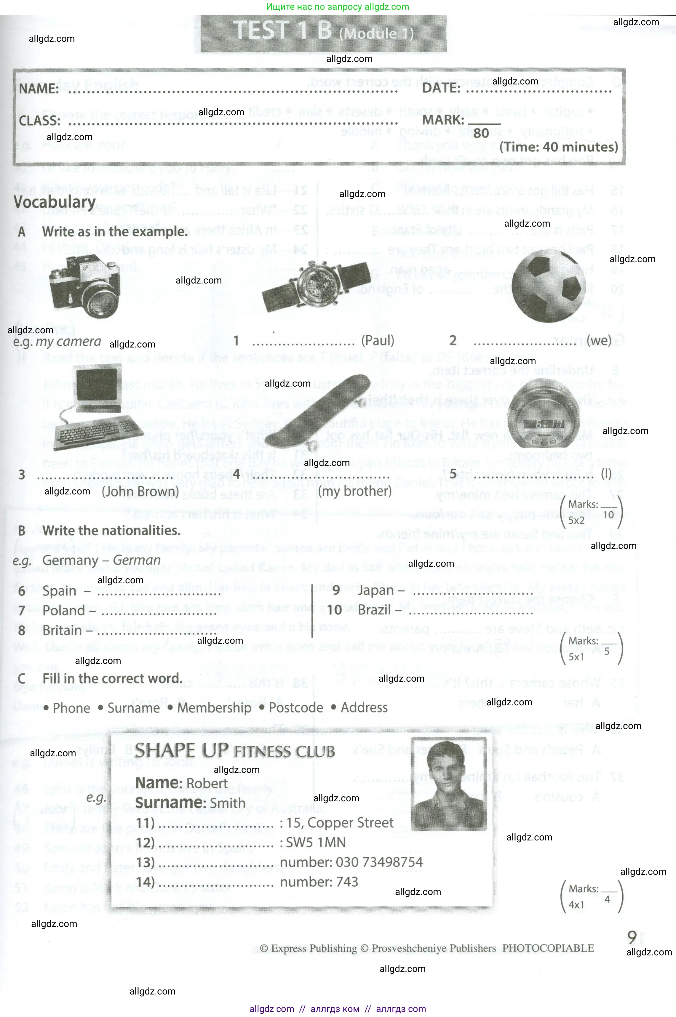 Английский язык (english), 6 класс контрольные задания (test booklet), авторы: Ваулина Юлия Евгеньевна (Vaulina Julia), Дули Дженни (Dooley Jenny), Подоляко Ольга Евгеньевна (Podolyako Olga), Эванс Вирджиния (Evans Virginia), издательство Просвещение, Москва, 2023, зелёного цвета, страница 9