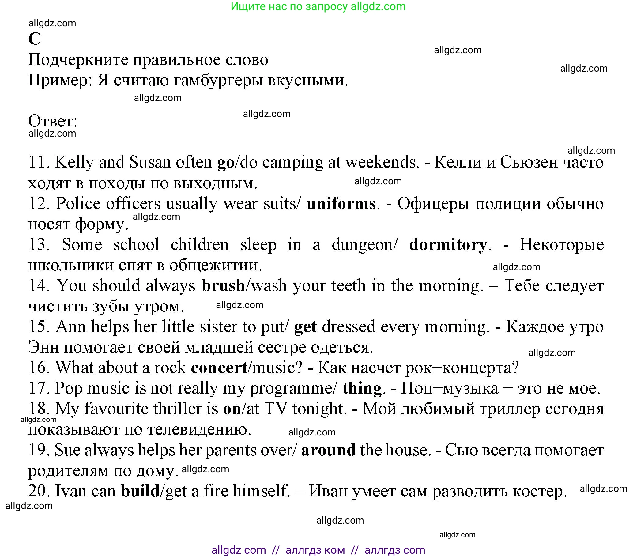 Английский язык (english), 6 класс контрольные задания (test booklet), авторы: Ваулина Юлия Евгеньевна (Vaulina Julia), Дули Дженни (Dooley Jenny), Подоляко Ольга Евгеньевна (Podolyako Olga), Эванс Вирджиния (Evans Virginia), издательство Просвещение, Москва, 2023, зелёного цвета, страница 32, номер C (11-20), Решение 1 (2023-2027)