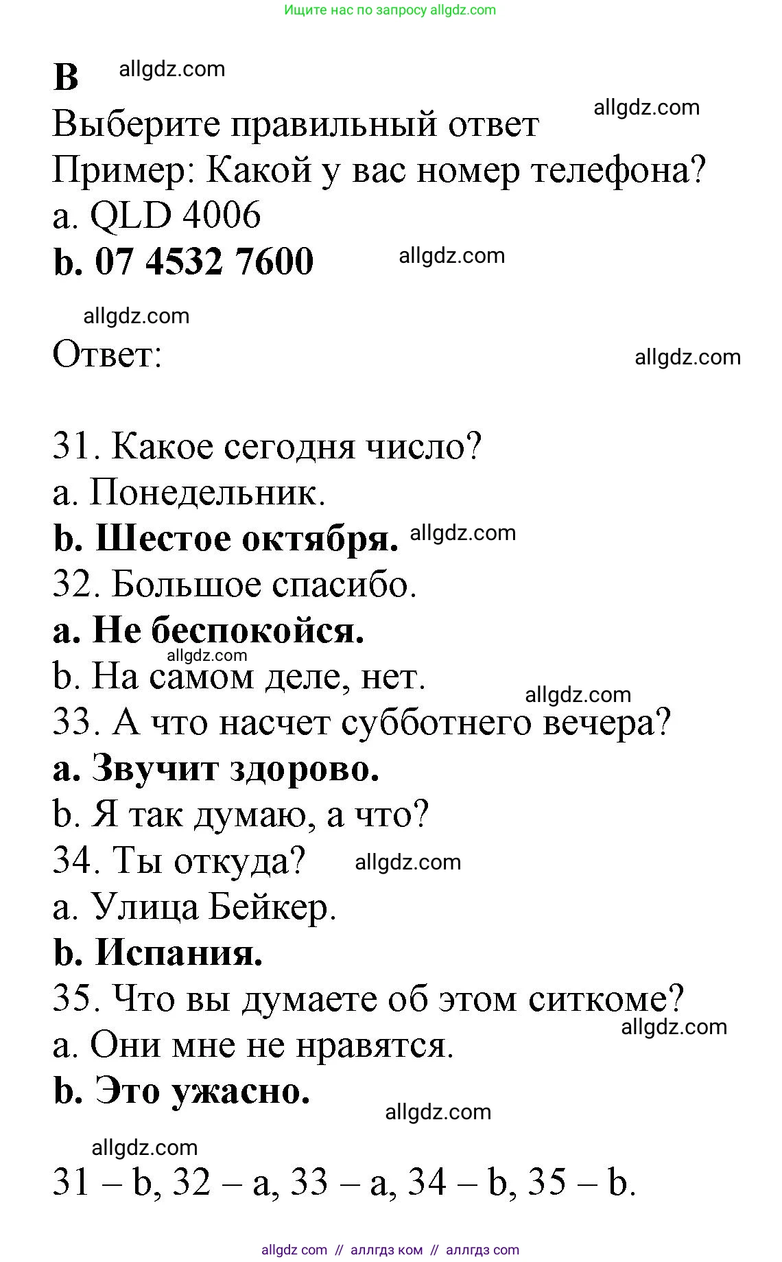 Английский язык (english), 6 класс контрольные задания (test booklet), авторы: Ваулина Юлия Евгеньевна (Vaulina Julia), Дули Дженни (Dooley Jenny), Подоляко Ольга Евгеньевна (Podolyako Olga), Эванс Вирджиния (Evans Virginia), издательство Просвещение, Москва, 2023, зелёного цвета, страница 44, номер B (31-35), Решение 1 (2023-2027)