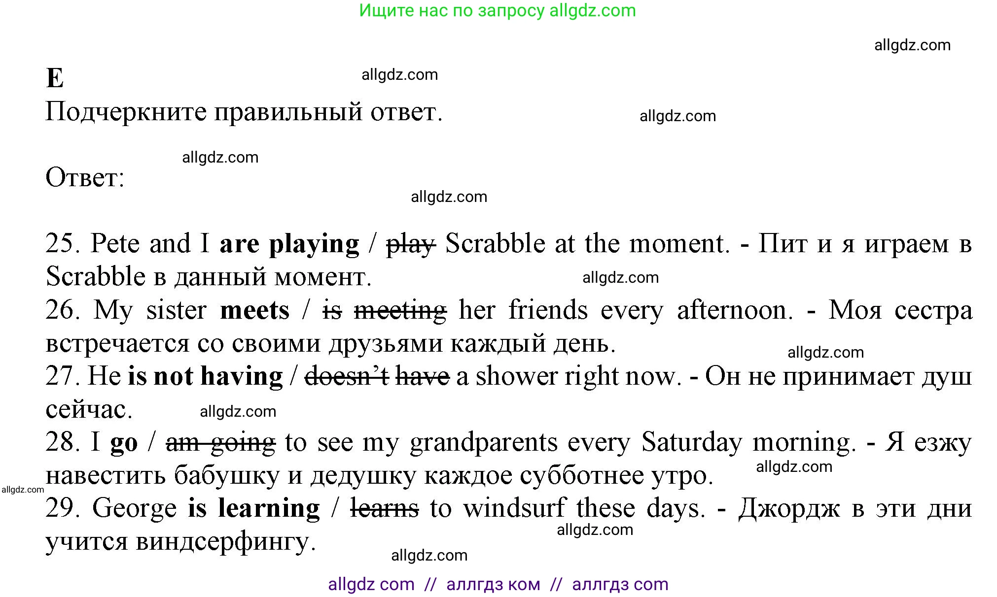 Английский язык (english), 6 класс контрольные задания (test booklet), авторы: Ваулина Юлия Евгеньевна (Vaulina Julia), Дули Дженни (Dooley Jenny), Подоляко Ольга Евгеньевна (Podolyako Olga), Эванс Вирджиния (Evans Virginia), издательство Просвещение, Москва, 2023, зелёного цвета, страница 47, номер E (25-29), Решение 1 (2023-2027)