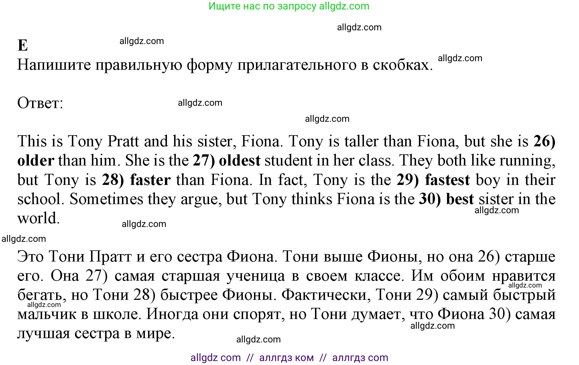 Английский язык (english), 6 класс контрольные задания (test booklet), авторы: Ваулина Юлия Евгеньевна (Vaulina Julia), Дули Дженни (Dooley Jenny), Подоляко Ольга Евгеньевна (Podolyako Olga), Эванс Вирджиния (Evans Virginia), издательство Просвещение, Москва, 2023, зелёного цвета, страница 67, номер E (26-30), Решение 1 (2023-2027)