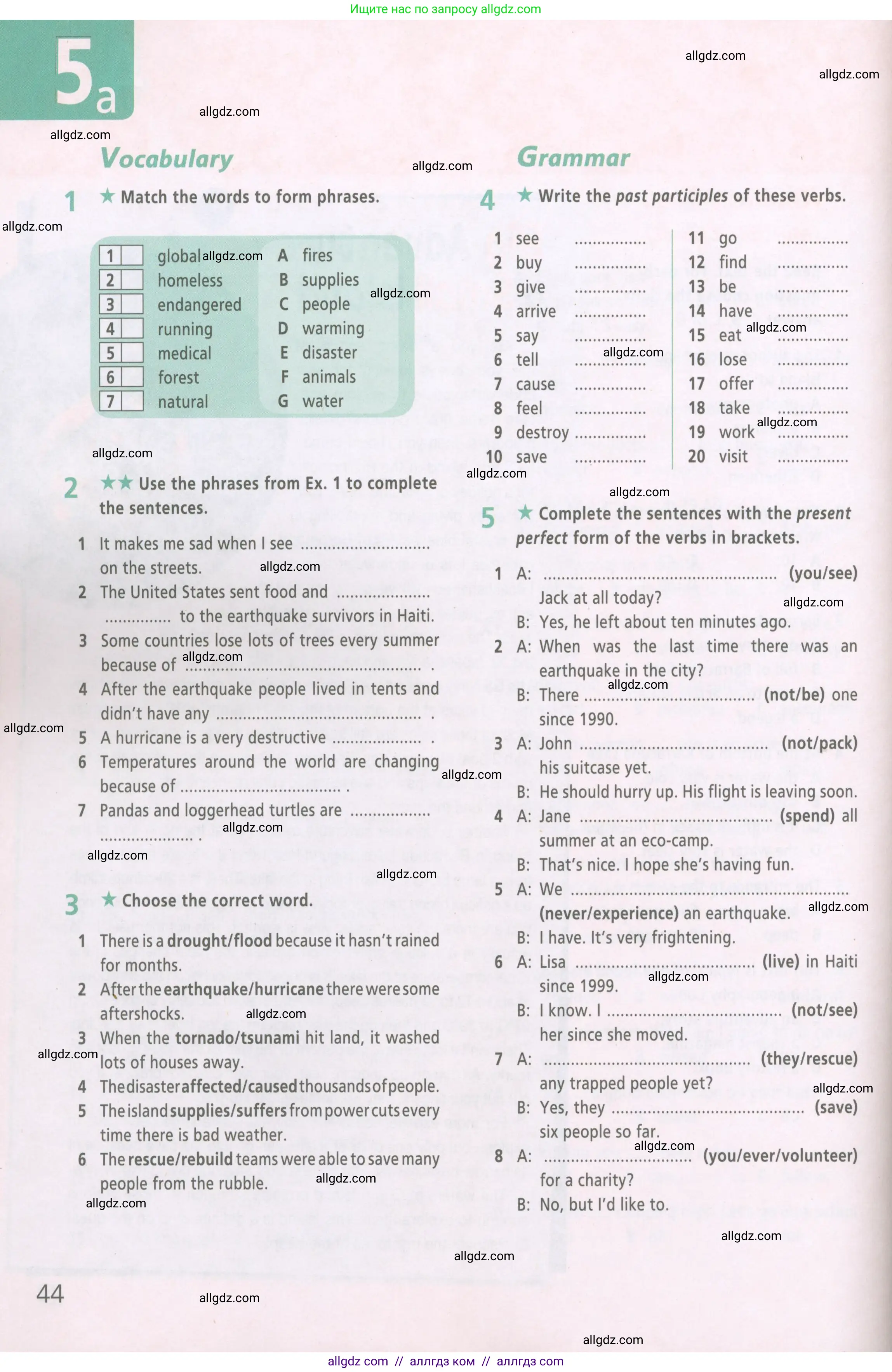 Английский язык (english), 6 класс Рабочая тетрадь (workbook), авторы: Баранова Ксения Михайловна (Baranova Ksenia), Мильруд Радислав Петрович (Millrood Radislav), Копылова Виктория Викторовна (Kopylova Victoria), Дули Дженни (Dooley Jenny), Эванс Вирджиния (Evans Virginia), издательство Просвещение, Москва, 2023, белого цвета, страница 44