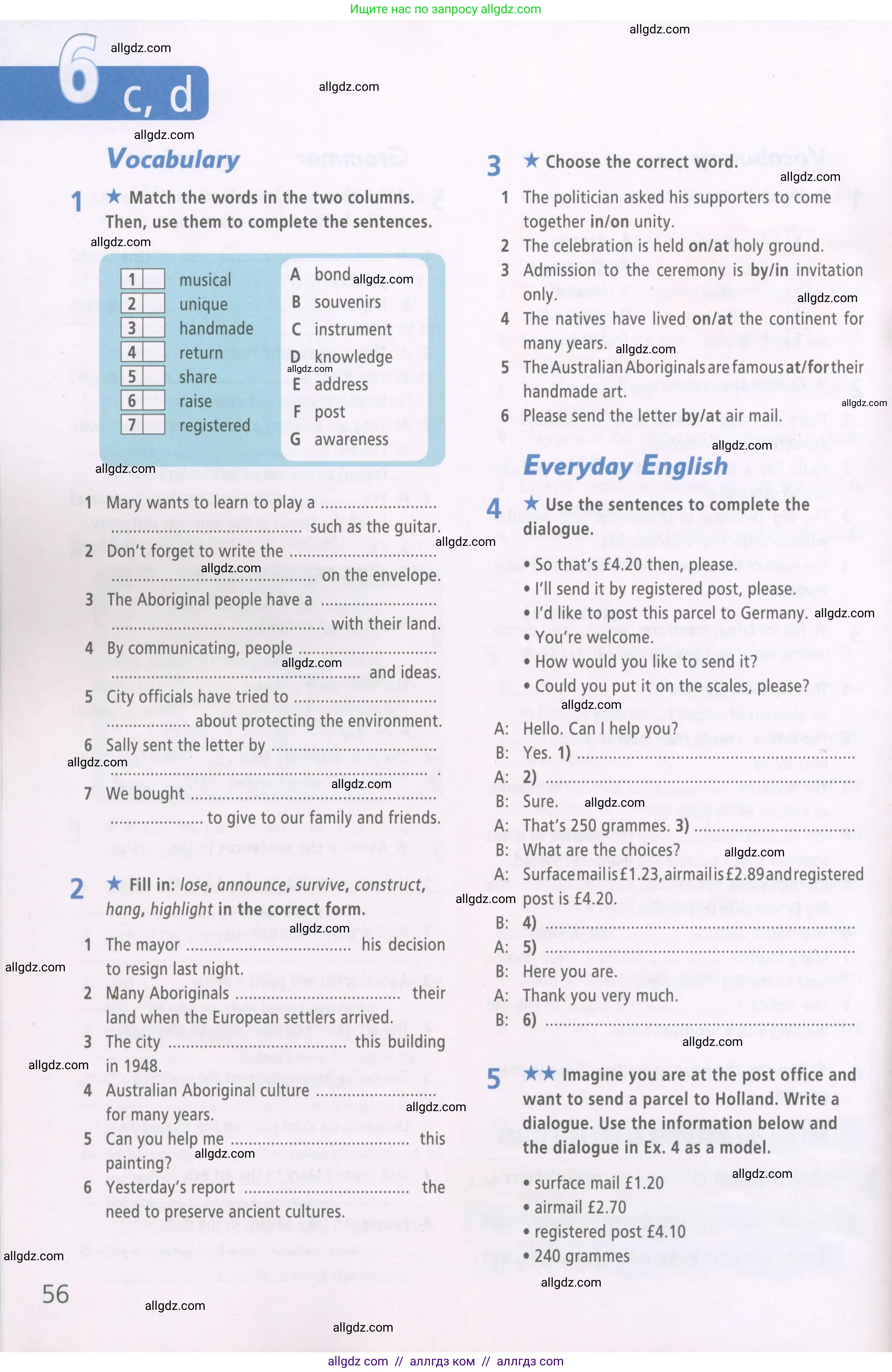 Английский язык (english), 6 класс Рабочая тетрадь (workbook), авторы: Баранова Ксения Михайловна (Baranova Ksenia), Мильруд Радислав Петрович (Millrood Radislav), Копылова Виктория Викторовна (Kopylova Victoria), Дули Дженни (Dooley Jenny), Эванс Вирджиния (Evans Virginia), издательство Просвещение, Москва, 2023, белого цвета, страница 56