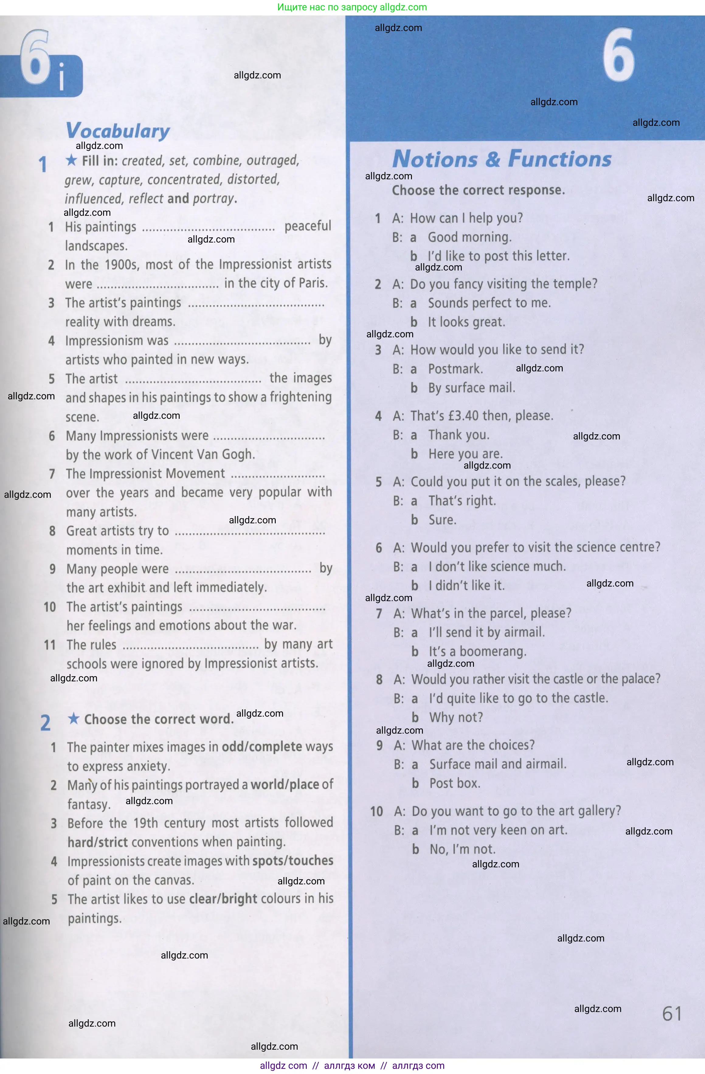 Английский язык (english), 6 класс Рабочая тетрадь (workbook), авторы: Баранова Ксения Михайловна (Baranova Ksenia), Мильруд Радислав Петрович (Millrood Radislav), Копылова Виктория Викторовна (Kopylova Victoria), Дули Дженни (Dooley Jenny), Эванс Вирджиния (Evans Virginia), издательство Просвещение, Москва, 2023, белого цвета, страница 61