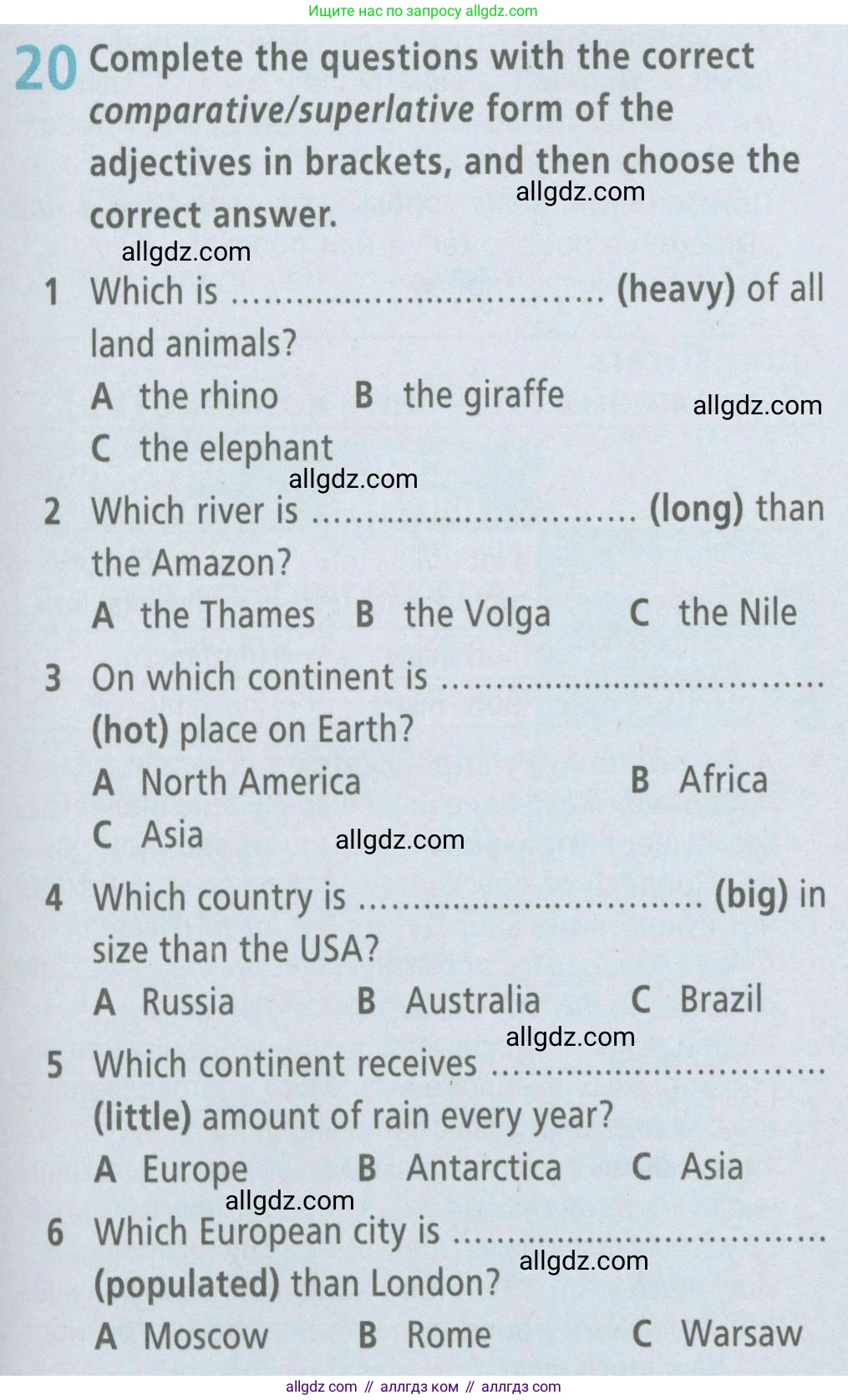 Английский язык (english), 6 класс Рабочая тетрадь (workbook), авторы: Баранова Ксения Михайловна (Baranova Ksenia), Мильруд Радислав Петрович (Millrood Radislav), Копылова Виктория Викторовна (Kopylova Victoria), Дули Дженни (Dooley Jenny), Эванс Вирджиния (Evans Virginia), издательство Просвещение, Москва, 2023, белого цвета, страница 71, номер 20, Условие