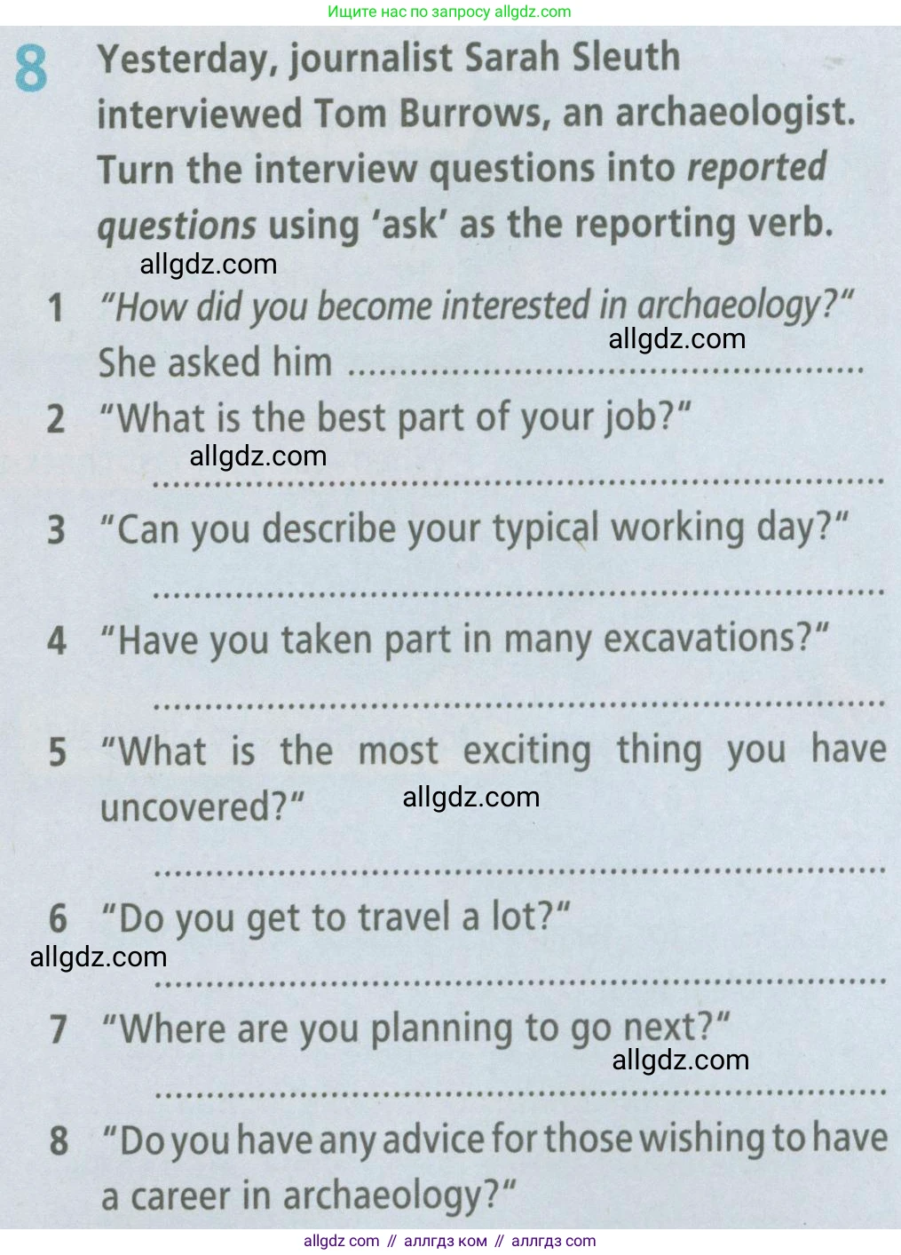 Английский язык (english), 6 класс Рабочая тетрадь (workbook), авторы: Баранова Ксения Михайловна (Baranova Ksenia), Мильруд Радислав Петрович (Millrood Radislav), Копылова Виктория Викторовна (Kopylova Victoria), Дули Дженни (Dooley Jenny), Эванс Вирджиния (Evans Virginia), издательство Просвещение, Москва, 2023, белого цвета, страница 91, номер 8, Условие