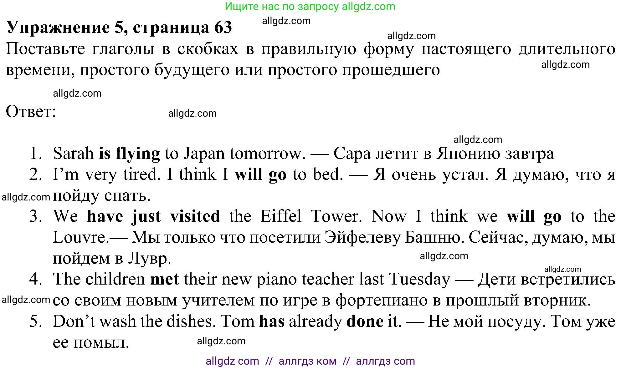 Английский язык (english), 6 класс Рабочая тетрадь (workbook), авторы: Ваулина Юлия Евгеньевна (Vaulina Julia), Дули Дженни (Dooley Jenny), Подоляко Ольга Евгеньевна (Podolyako Olga), Эванс Вирджиния (Evans Virginia), издательство Просвещение, Москва, 2023, зелёного цвета, страница 63, номер 5, Решение 1 (2023-2027)