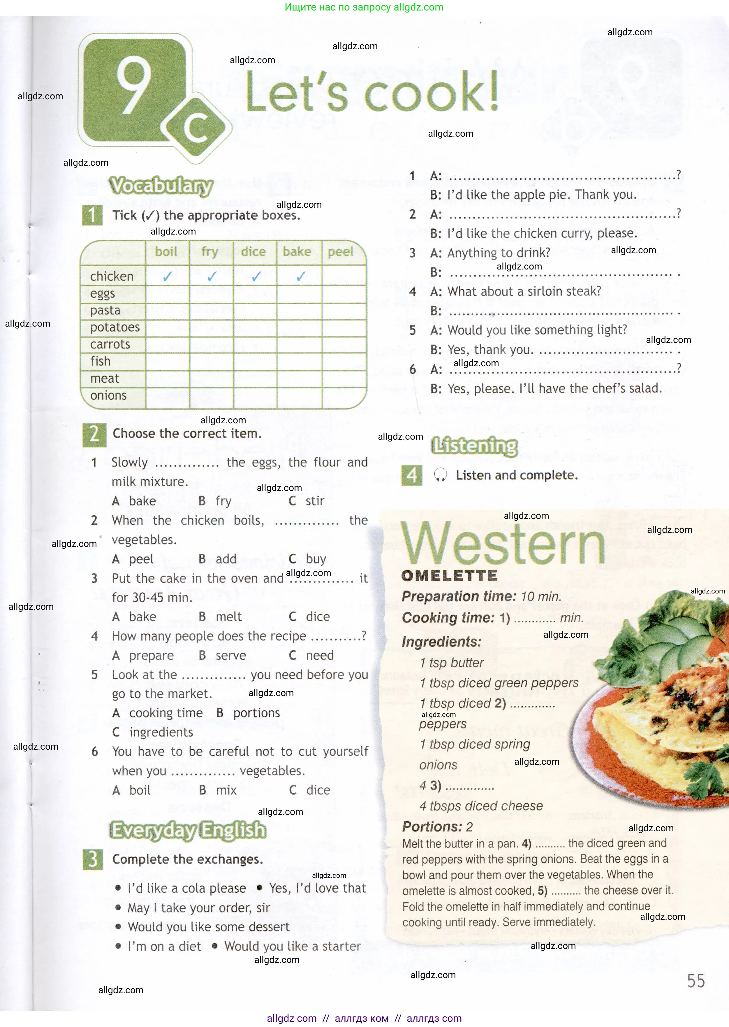 Английский язык (english), 6 класс Рабочая тетрадь (workbook), авторы: Ваулина Юлия Евгеньевна (Vaulina Julia), Дули Дженни (Dooley Jenny), Подоляко Ольга Евгеньевна (Podolyako Olga), Эванс Вирджиния (Evans Virginia), издательство Просвещение, Москва, 2023, зелёного цвета, страница 55