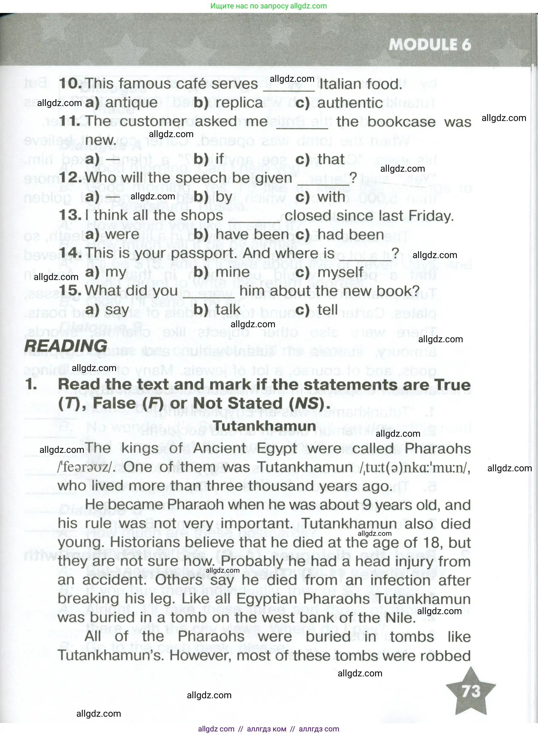 Английский язык (english), 6 класс Тренировочные упражнения в формате ОГЭ (ГИА), авторы: Комиссаров Константин Вячеславович, Кирдяева Ольга Ивановна, издательство Просвещение, Москва, 2023, белого цвета, страница 73