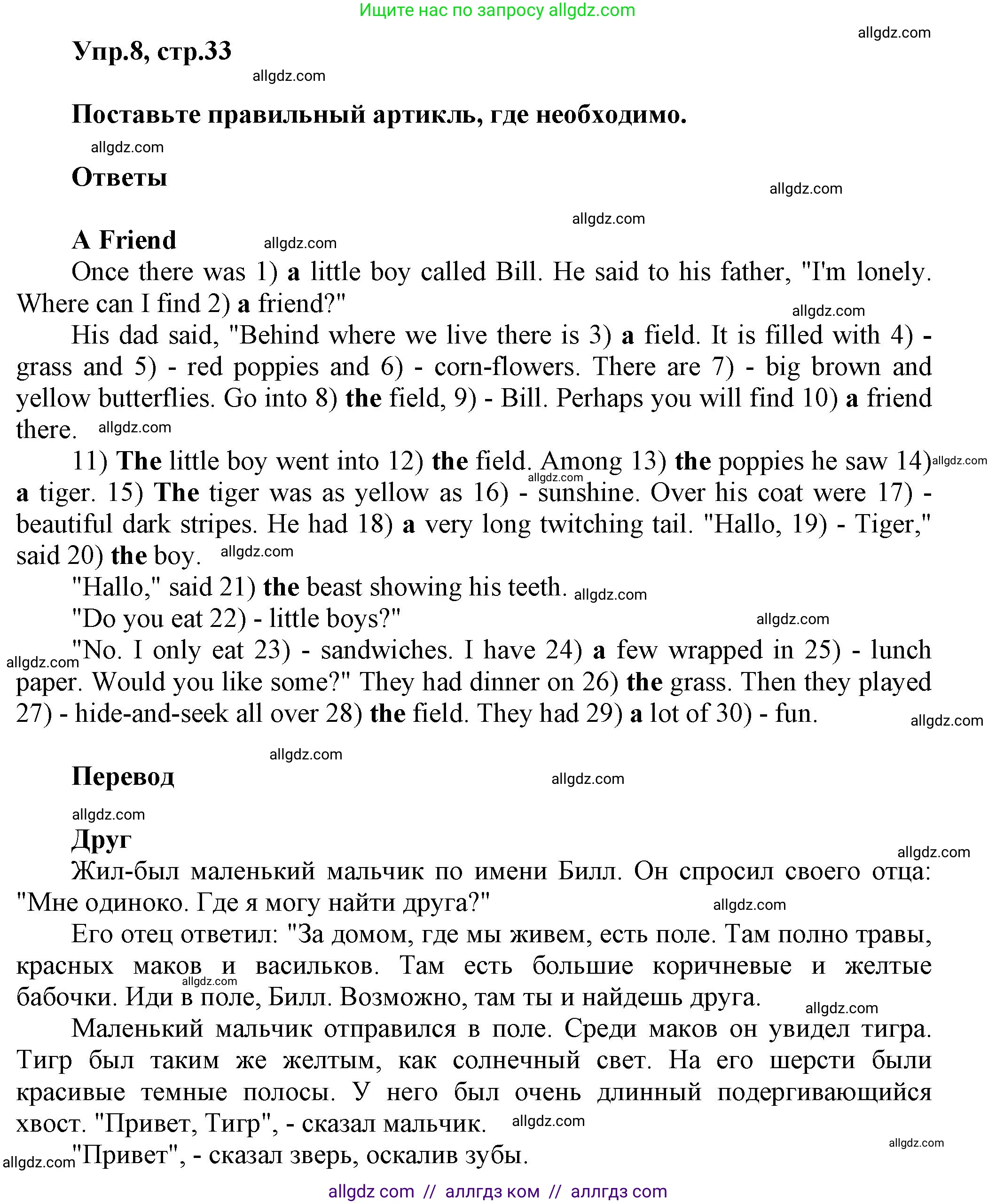 Английский язык (english), 6 класс Тренировочные упражнения в формате ОГЭ (ГИА), авторы: Комиссаров Константин Вячеславович, Кирдяева Ольга Ивановна, издательство Просвещение, Москва, 2023, белого цвета, страница 33, номер 8, Решение