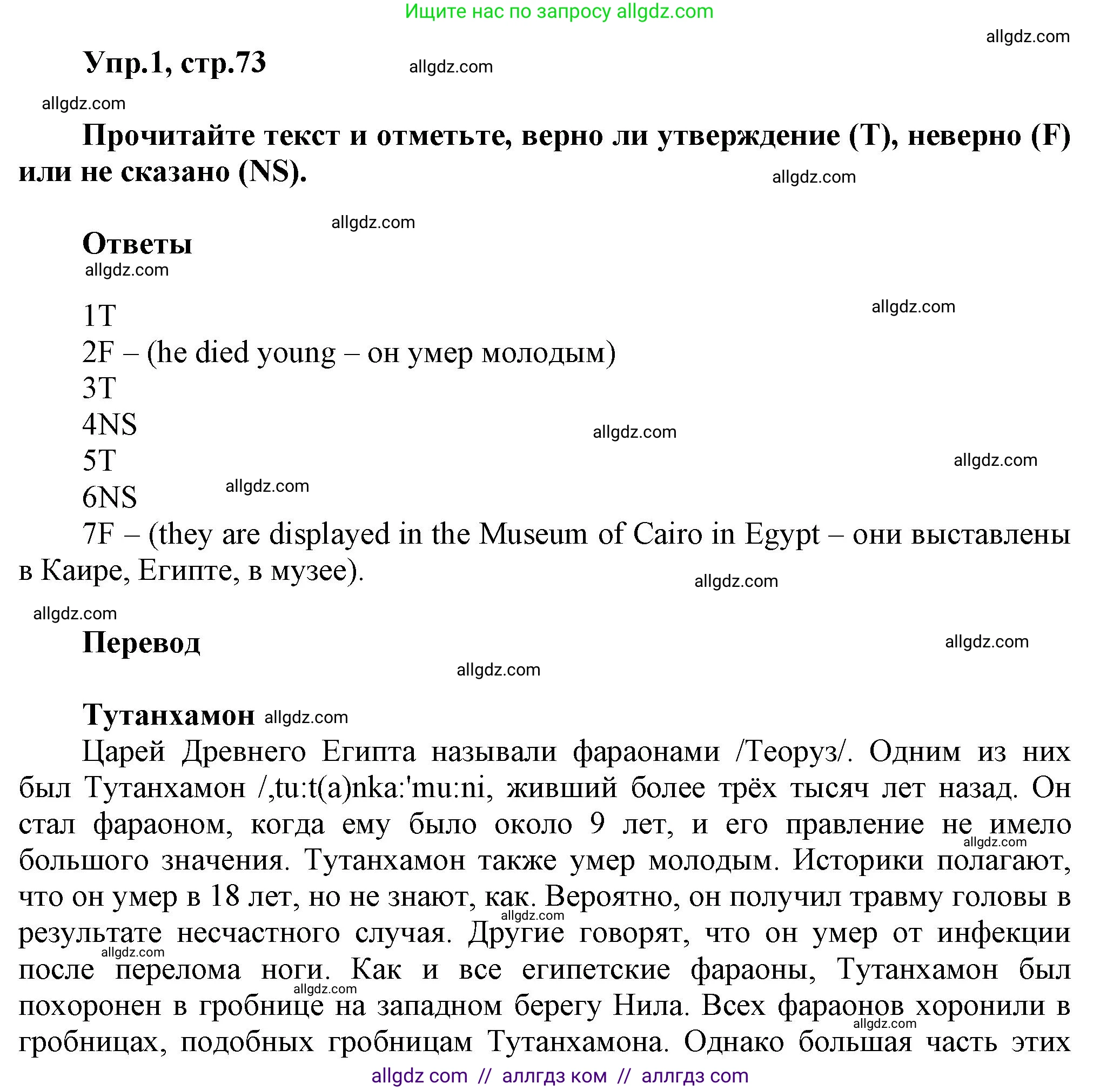 Английский язык (english), 6 класс Тренировочные упражнения в формате ОГЭ (ГИА), авторы: Комиссаров Константин Вячеславович, Кирдяева Ольга Ивановна, издательство Просвещение, Москва, 2023, белого цвета, страница 73, номер 1, Решение