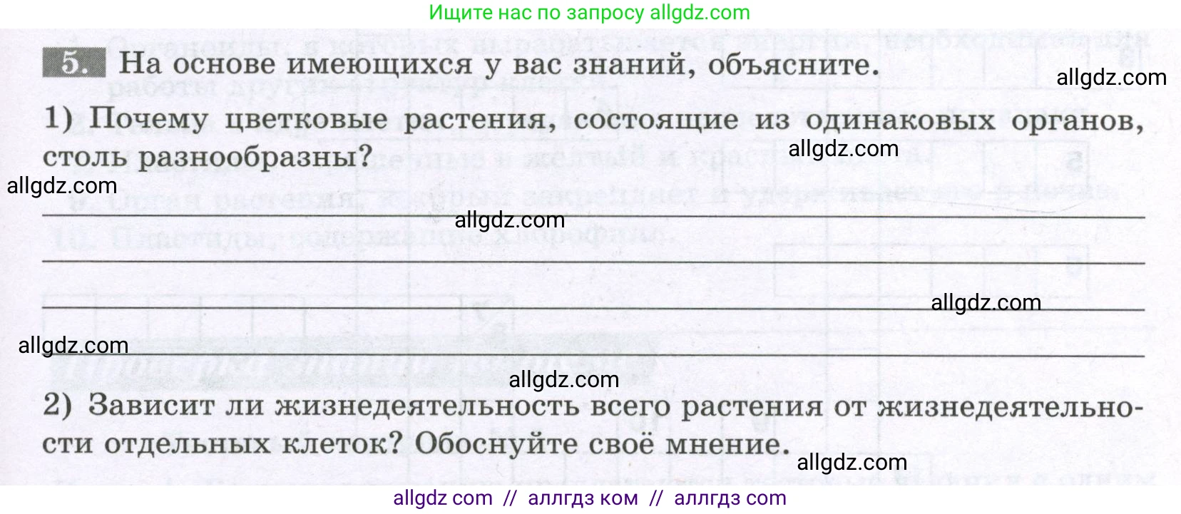 Биология, 6 класс рабочая тетрадь, авторы: Пасечник Владимир Васильевич, Суматохин Сергей Витальевич, Швецов Глеб Геннадьевич, Гапонюк Зоя Георгиевна, Косарькова Марина Викторовна, издательство Просвещение, Москва, 2023, белого цвета, страница 23, номер 5, Условие
