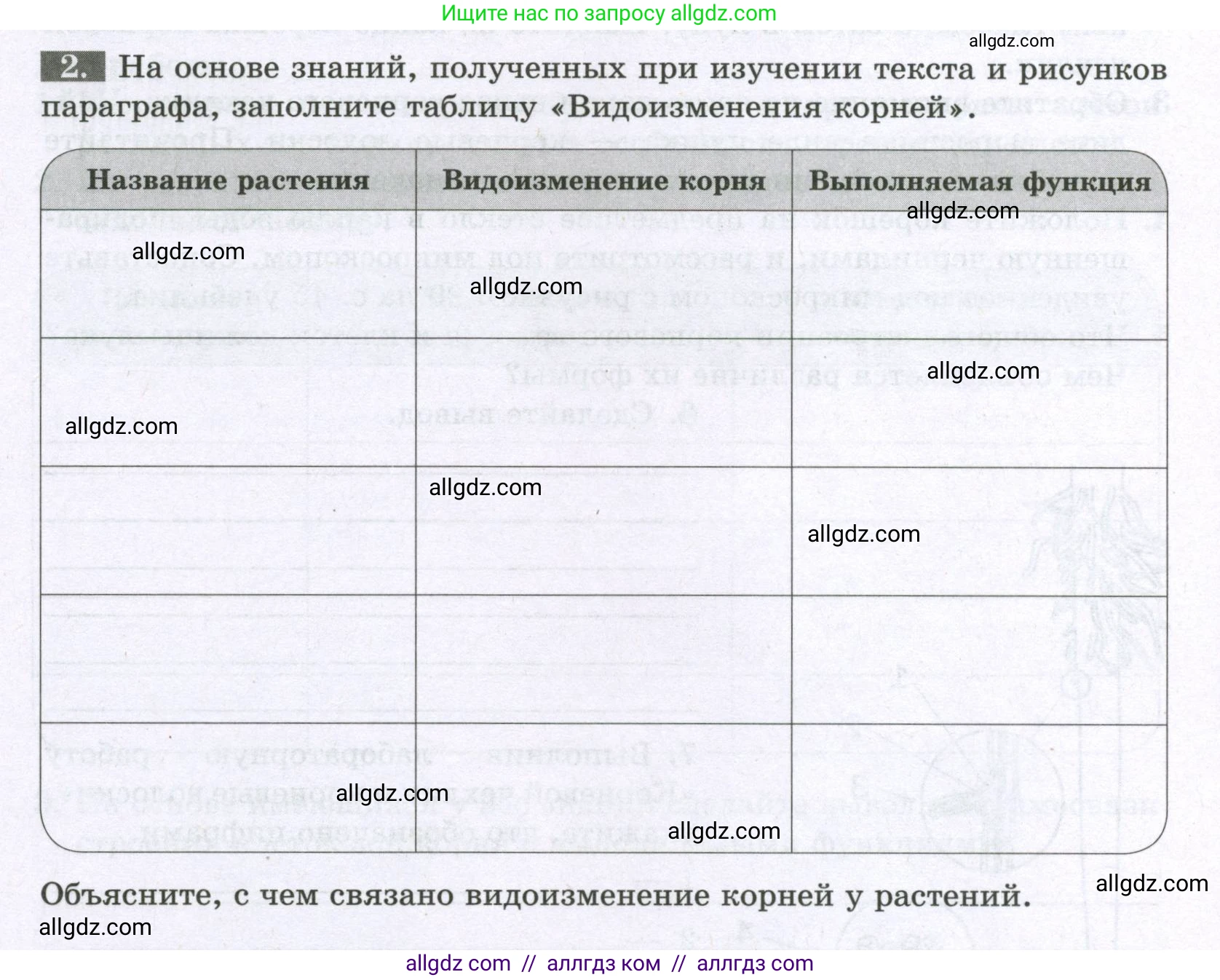 Биология, 6 класс рабочая тетрадь, авторы: Пасечник Владимир Васильевич, Суматохин Сергей Витальевич, Швецов Глеб Геннадьевич, Гапонюк Зоя Георгиевна, Косарькова Марина Викторовна, издательство Просвещение, Москва, 2023, белого цвета, страница 40, номер 2, Условие