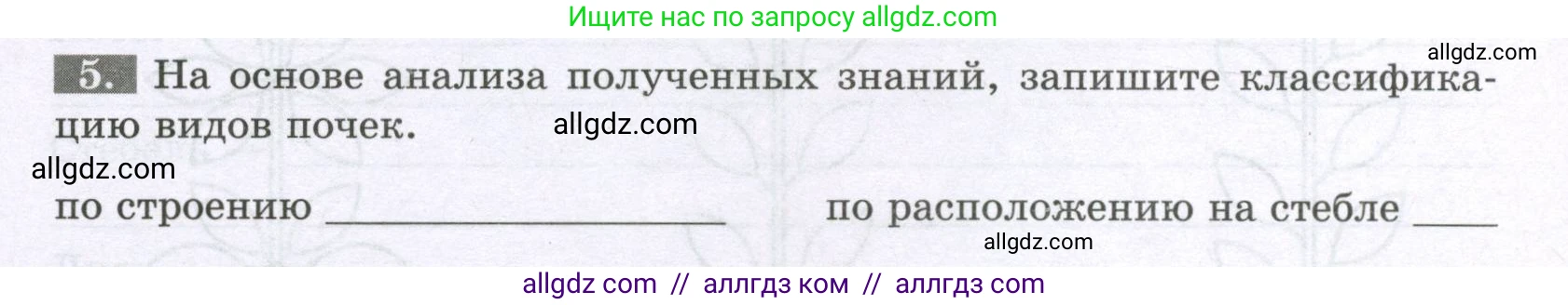 Биология, 6 класс рабочая тетрадь, авторы: Пасечник Владимир Васильевич, Суматохин Сергей Витальевич, Швецов Глеб Геннадьевич, Гапонюк Зоя Георгиевна, Косарькова Марина Викторовна, издательство Просвещение, Москва, 2023, белого цвета, страница 44, номер 5, Условие