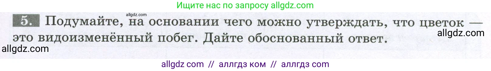 Биология, 6 класс рабочая тетрадь, авторы: Пасечник Владимир Васильевич, Суматохин Сергей Витальевич, Швецов Глеб Геннадьевич, Гапонюк Зоя Георгиевна, Косарькова Марина Викторовна, издательство Просвещение, Москва, 2023, белого цвета, страница 63, номер 5, Условие