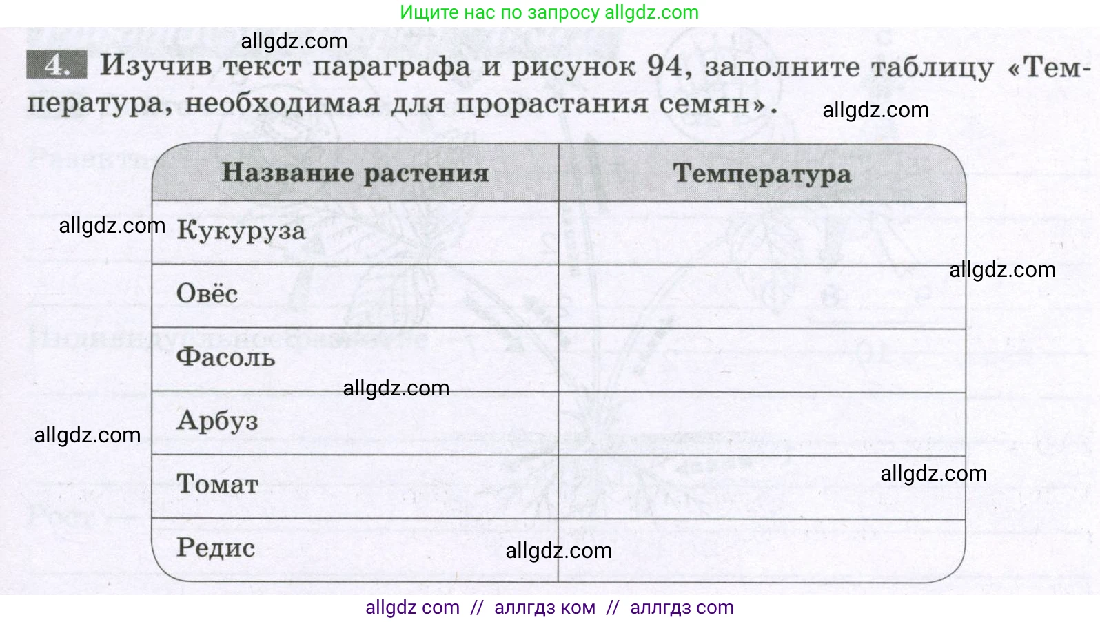 Биология, 6 класс рабочая тетрадь, авторы: Пасечник Владимир Васильевич, Суматохин Сергей Витальевич, Швецов Глеб Геннадьевич, Гапонюк Зоя Георгиевна, Косарькова Марина Викторовна, издательство Просвещение, Москва, 2023, белого цвета, страница 91, номер 4, Условие