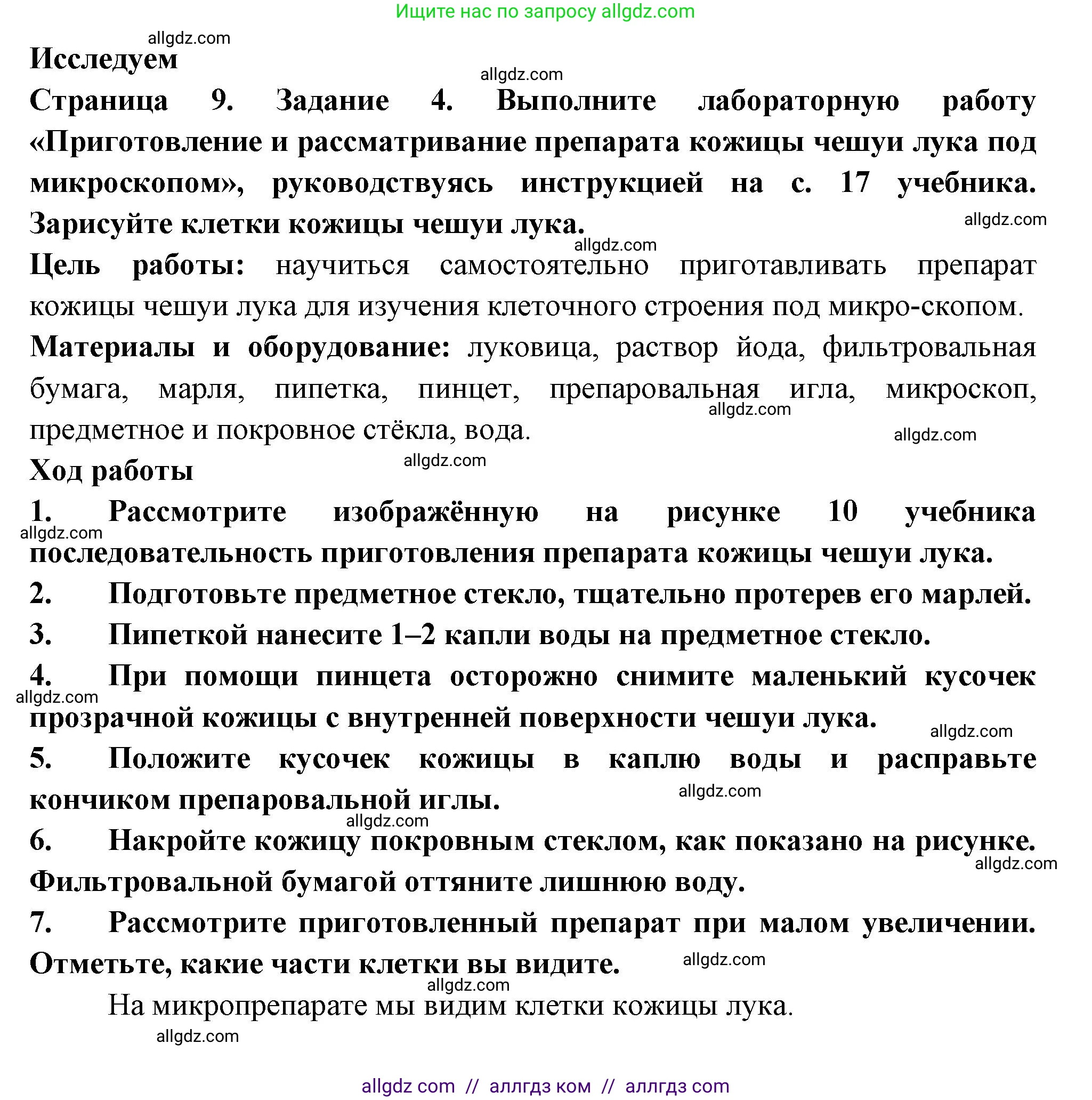 Биология, 6 класс рабочая тетрадь, авторы: Пасечник Владимир Васильевич, Суматохин Сергей Витальевич, Швецов Глеб Геннадьевич, Гапонюк Зоя Георгиевна, Косарькова Марина Викторовна, издательство Просвещение, Москва, 2023, белого цвета, страница 9, номер 4, Решение