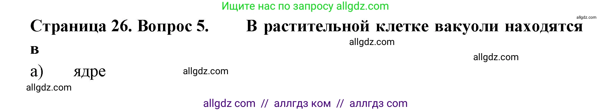 Биология, 6 класс рабочая тетрадь, авторы: Пасечник Владимир Васильевич, Суматохин Сергей Витальевич, Швецов Глеб Геннадьевич, Гапонюк Зоя Георгиевна, Косарькова Марина Викторовна, издательство Просвещение, Москва, 2023, белого цвета, страница 26, номер 5, Решение