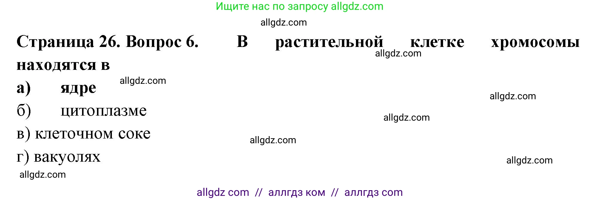 Биология, 6 класс рабочая тетрадь, авторы: Пасечник Владимир Васильевич, Суматохин Сергей Витальевич, Швецов Глеб Геннадьевич, Гапонюк Зоя Георгиевна, Косарькова Марина Викторовна, издательство Просвещение, Москва, 2023, белого цвета, страница 26, номер 6, Решение