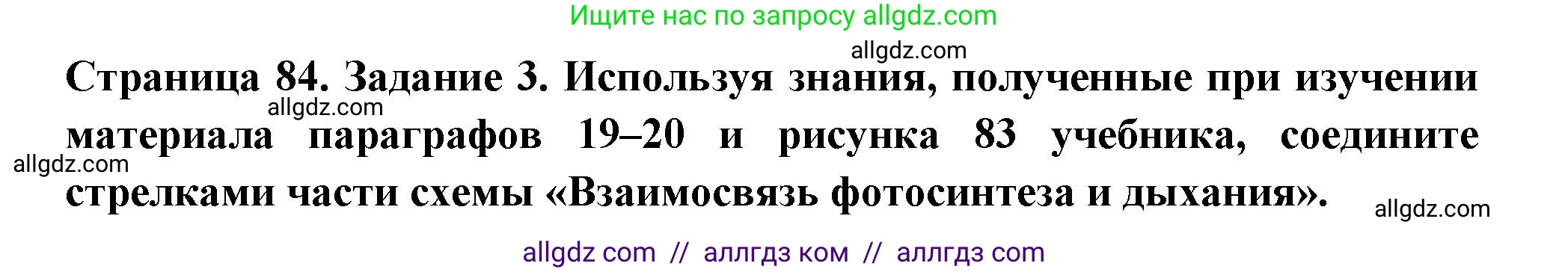 Биология, 6 класс рабочая тетрадь, авторы: Пасечник Владимир Васильевич, Суматохин Сергей Витальевич, Швецов Глеб Геннадьевич, Гапонюк Зоя Георгиевна, Косарькова Марина Викторовна, издательство Просвещение, Москва, 2023, белого цвета, страница 84, номер 3, Решение