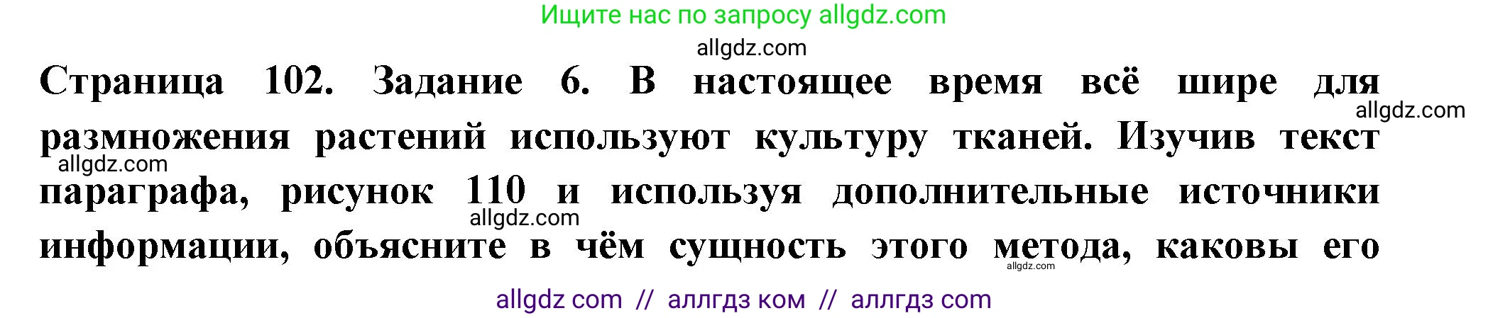 Биология, 6 класс рабочая тетрадь, авторы: Пасечник Владимир Васильевич, Суматохин Сергей Витальевич, Швецов Глеб Геннадьевич, Гапонюк Зоя Георгиевна, Косарькова Марина Викторовна, издательство Просвещение, Москва, 2023, белого цвета, страница 102, номер 6, Решение
