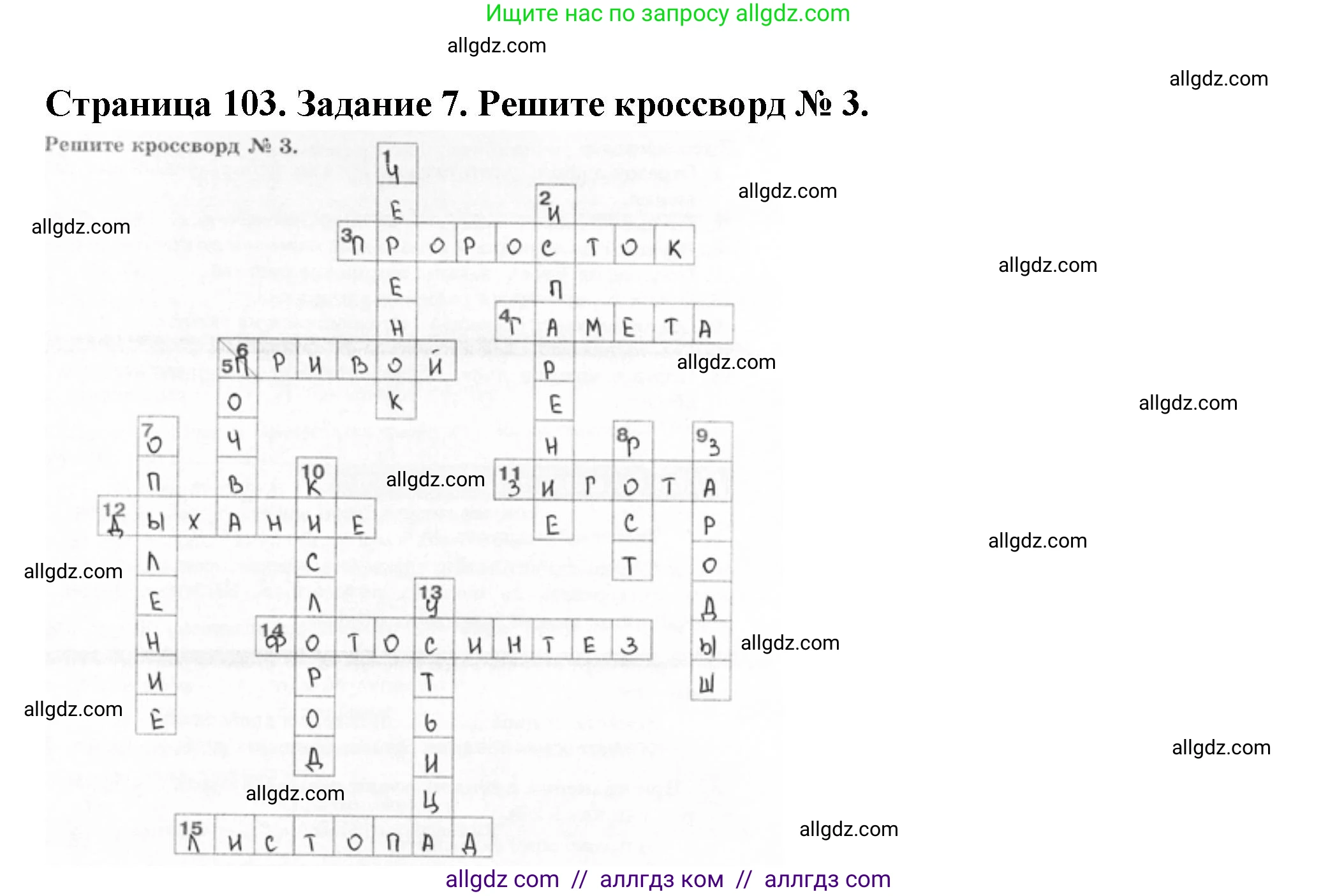 Биология, 6 класс рабочая тетрадь, авторы: Пасечник Владимир Васильевич, Суматохин Сергей Витальевич, Швецов Глеб Геннадьевич, Гапонюк Зоя Георгиевна, Косарькова Марина Викторовна, издательство Просвещение, Москва, 2023, белого цвета, страница 103, номер 7, Решение