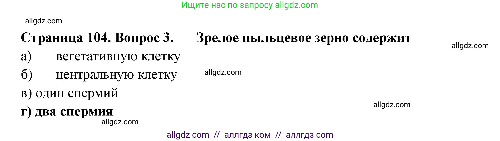 Биология, 6 класс рабочая тетрадь, авторы: Пасечник Владимир Васильевич, Суматохин Сергей Витальевич, Швецов Глеб Геннадьевич, Гапонюк Зоя Георгиевна, Косарькова Марина Викторовна, издательство Просвещение, Москва, 2023, белого цвета, страница 104, номер 3, Решение