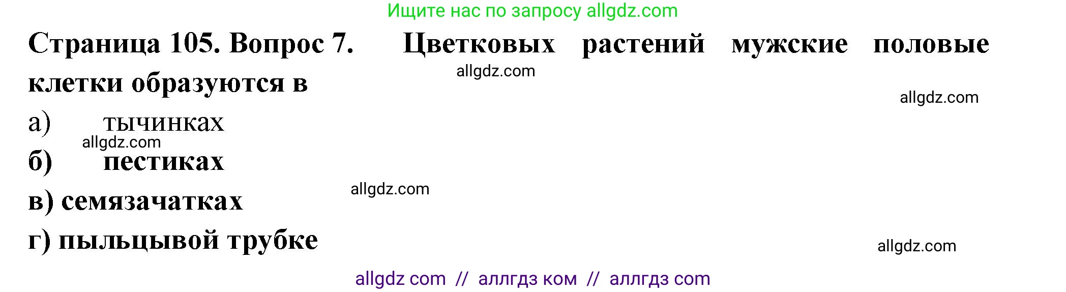Биология, 6 класс рабочая тетрадь, авторы: Пасечник Владимир Васильевич, Суматохин Сергей Витальевич, Швецов Глеб Геннадьевич, Гапонюк Зоя Георгиевна, Косарькова Марина Викторовна, издательство Просвещение, Москва, 2023, белого цвета, страница 105, номер 7, Решение